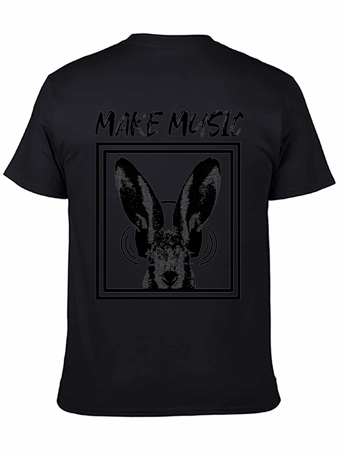 Black Make Music Bunny Graphic Tee - Black view 4