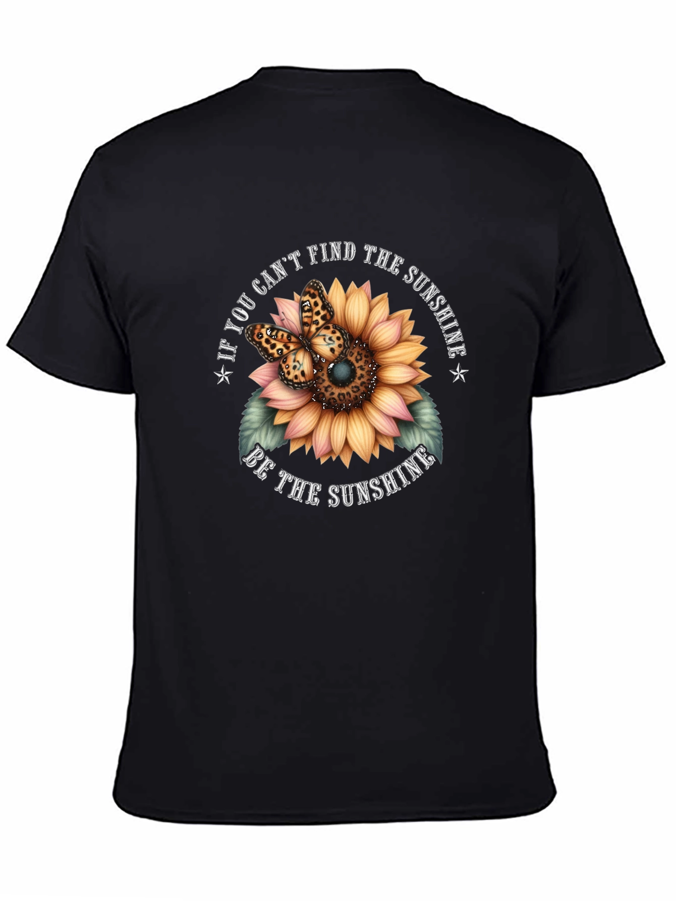 Black Sunflower Butterfly Graphic Tee - Be the Sunshine T-Shirt view 4
