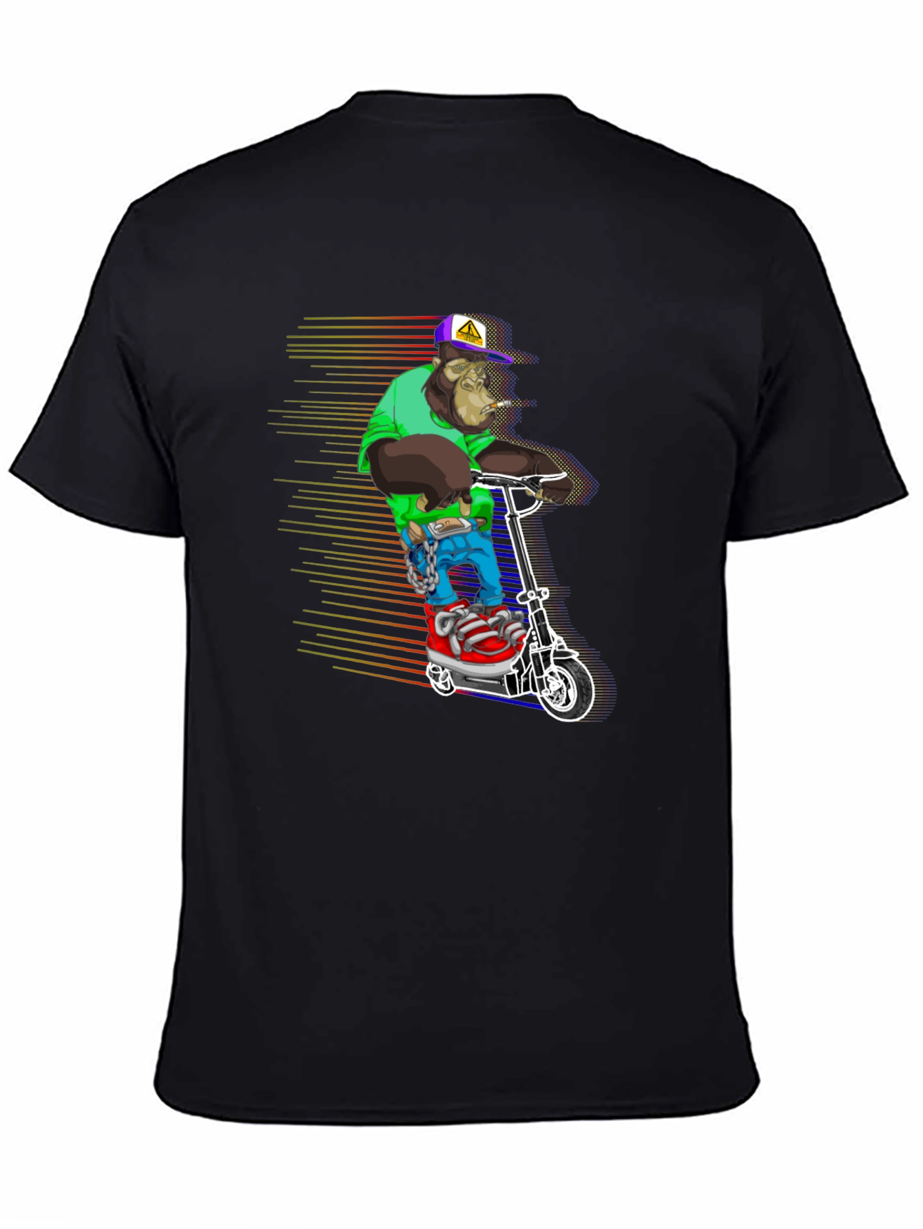 Black Cool Ape Scooter Graphic Tee - Black view 4