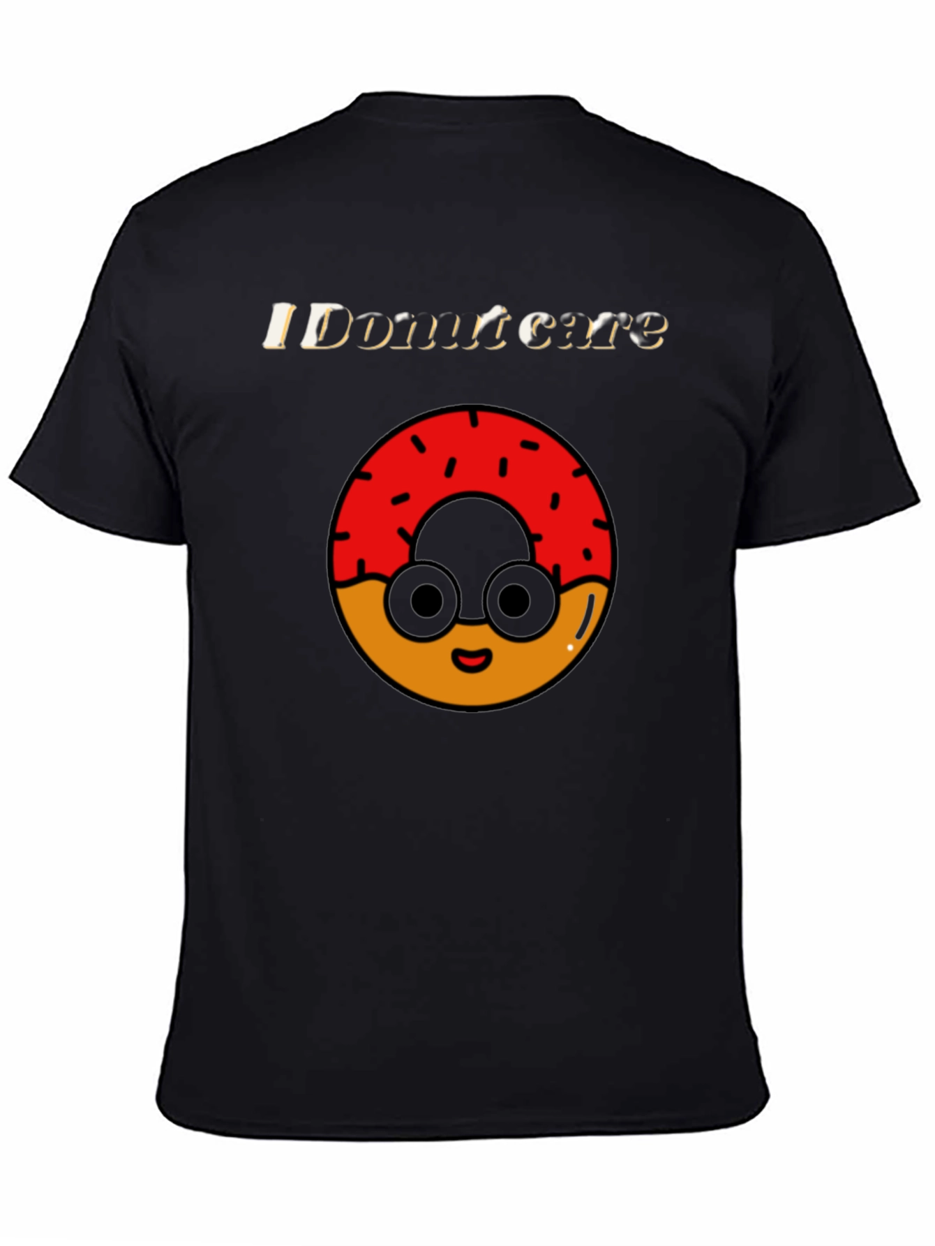 Black Funny Donut Care Graphic T-Shirt view 4