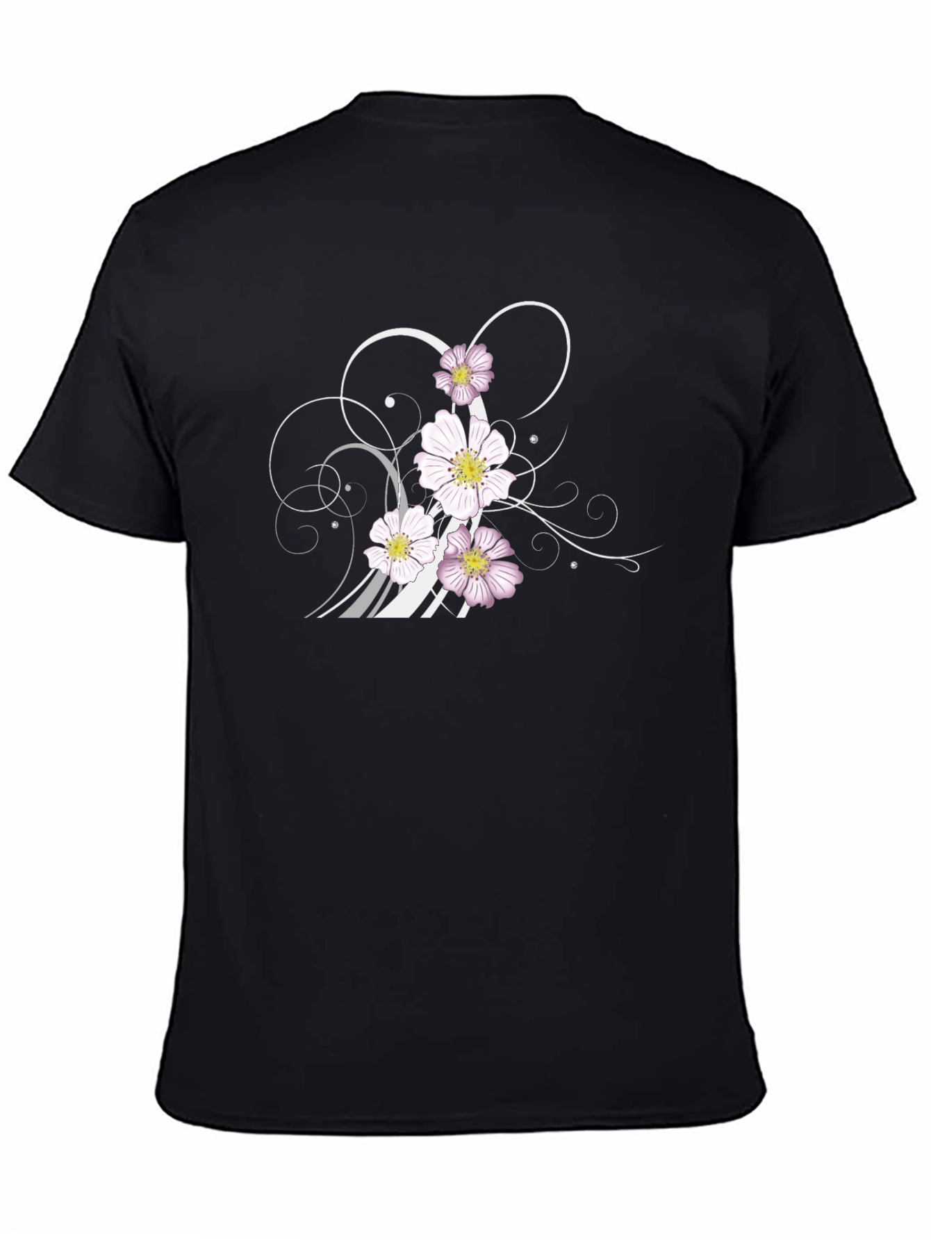 Black Floral Swirl Graphic Black T-Shirt view 4
