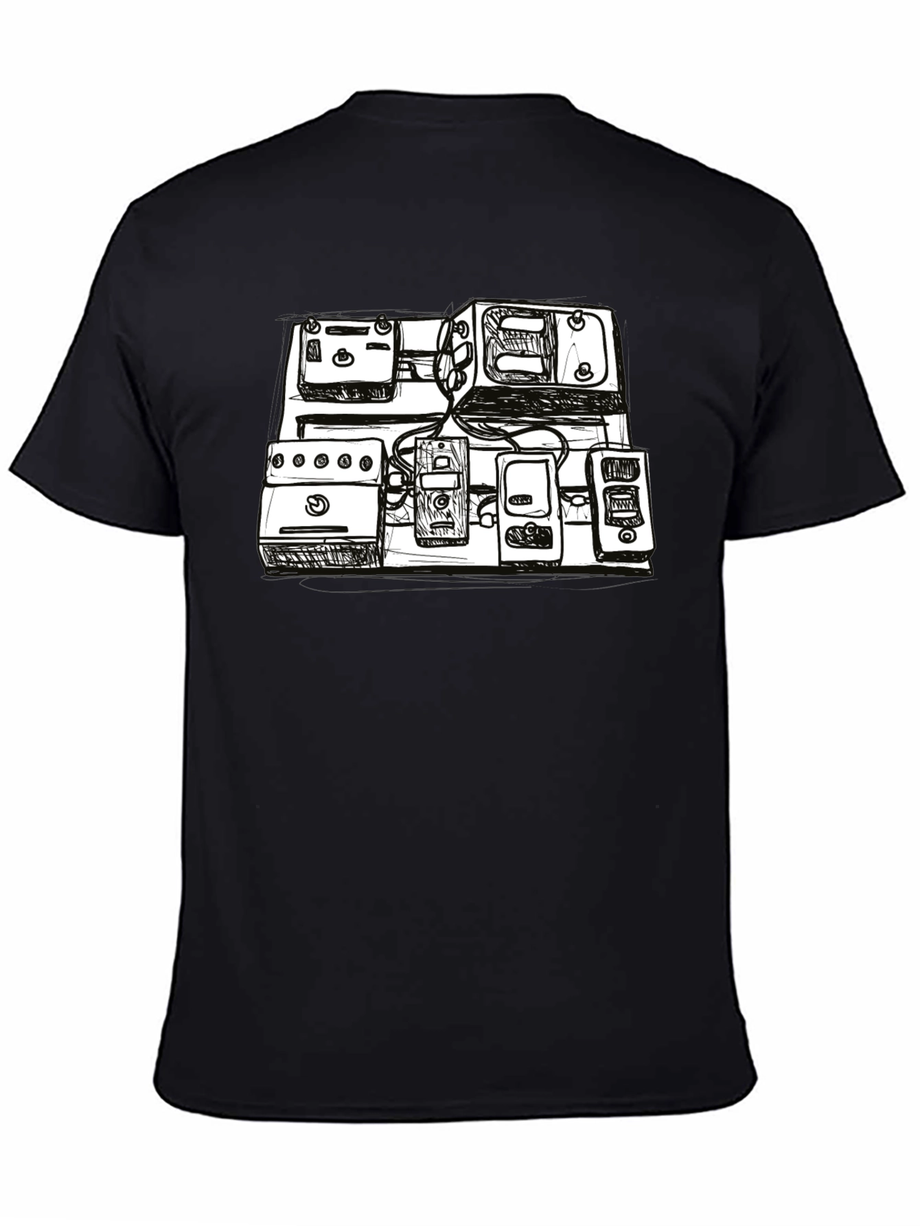 Black Sketch Pedal Board T-Shirt - Musician's Essential view 4