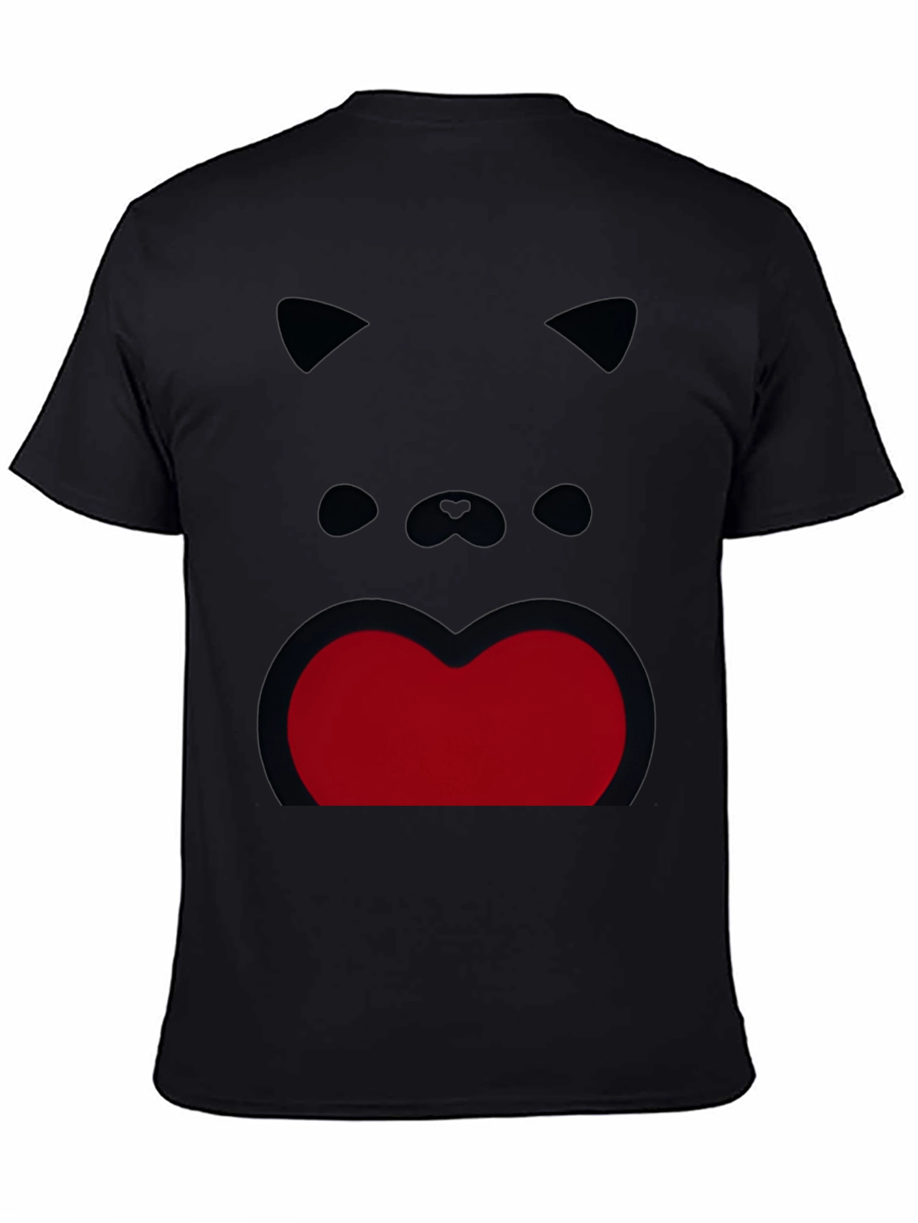 Black Funny Cat Face Graphic Print Black T-Shirt view 4