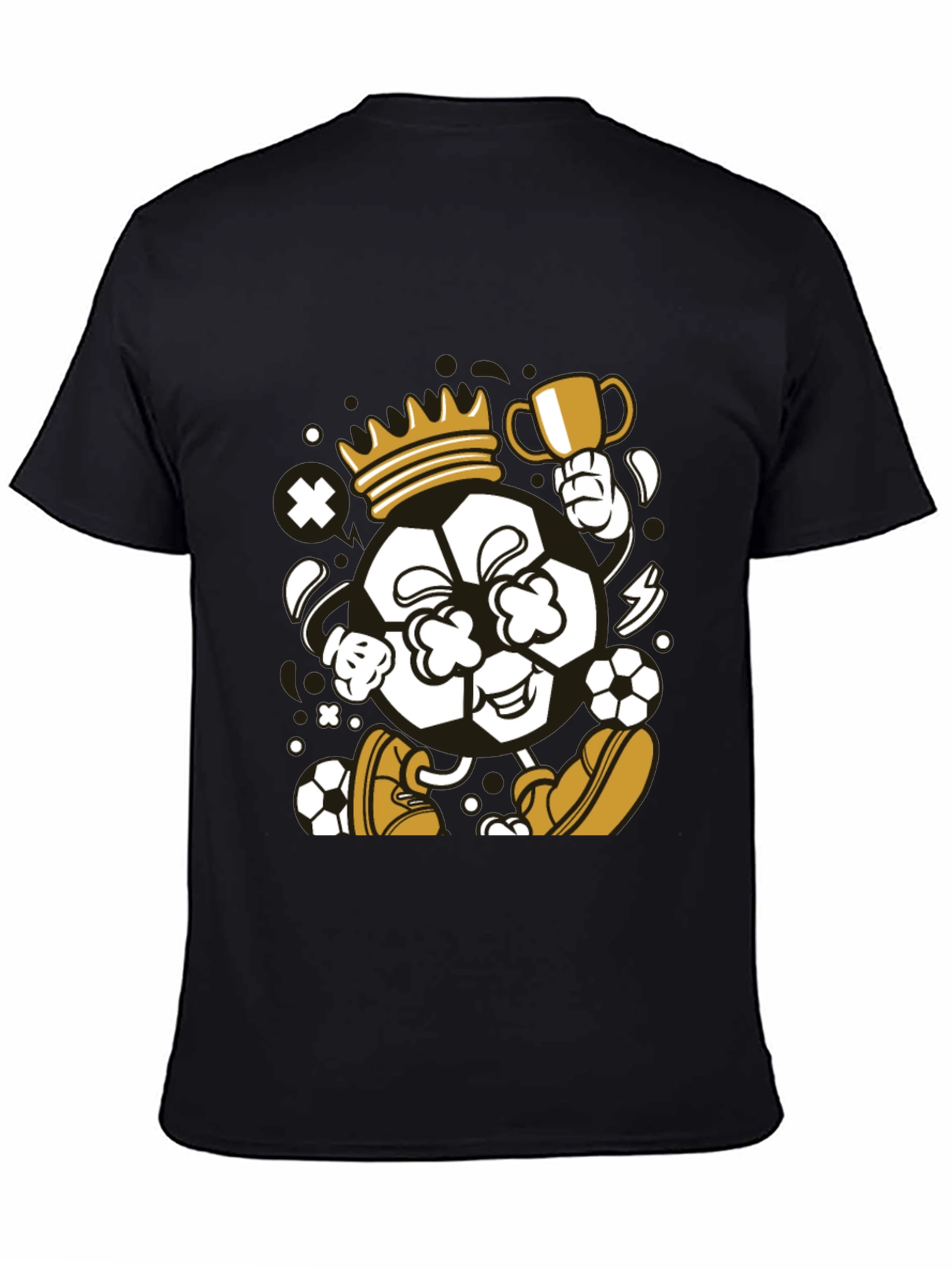 Black King Soccer Ball Black T-Shirt view 4