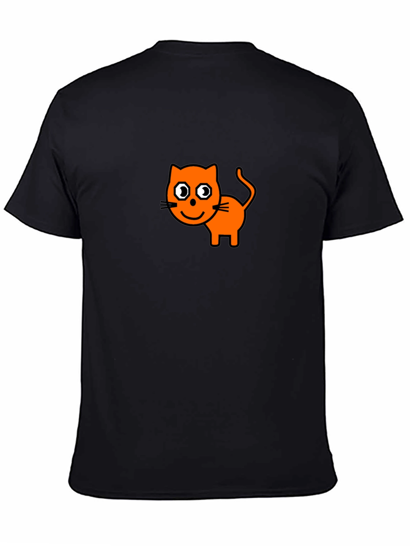 Black Cartoon Cat Graphic Tee - Black view 4