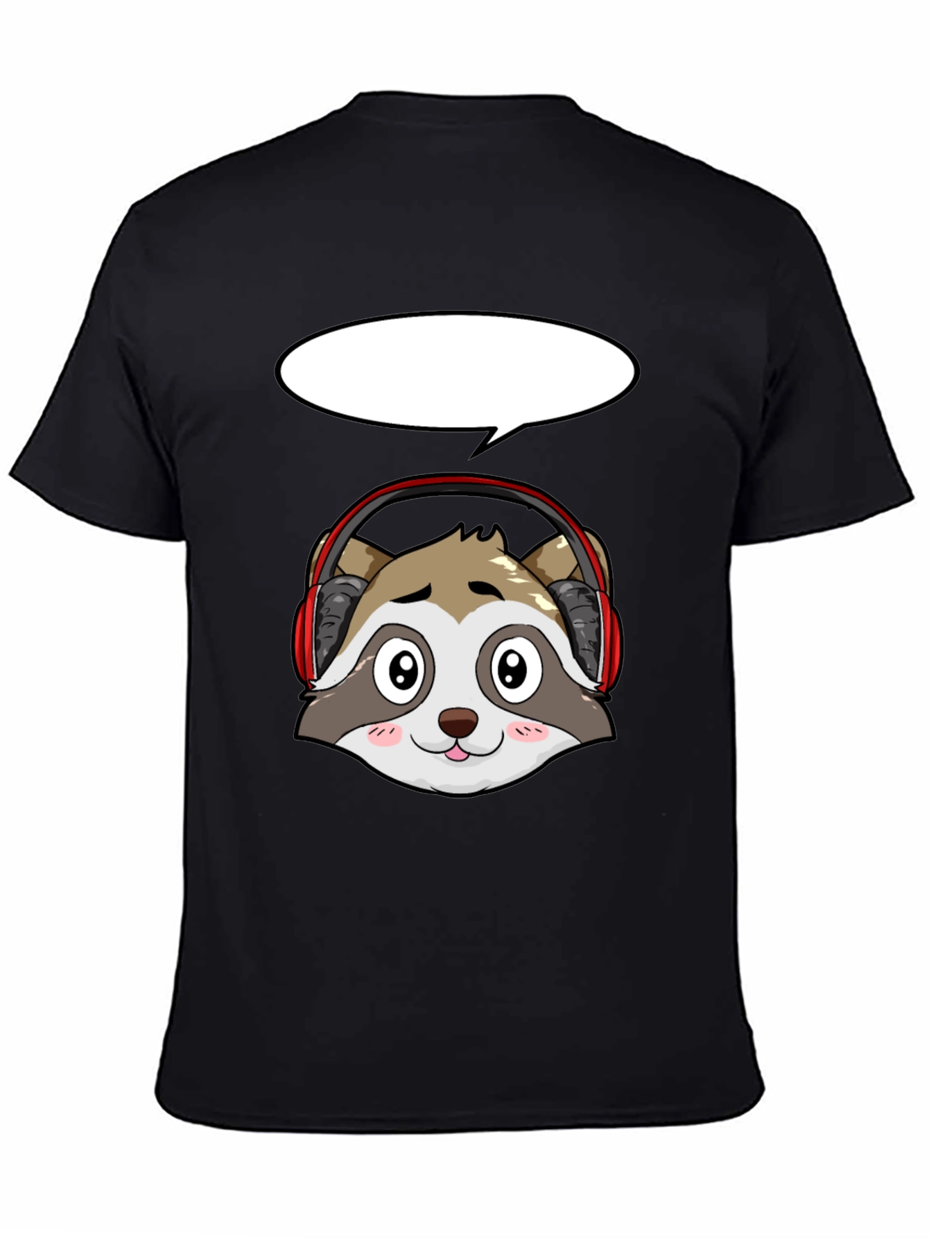 Black Raccoon Headphone Graphic Tee - Black view 4
