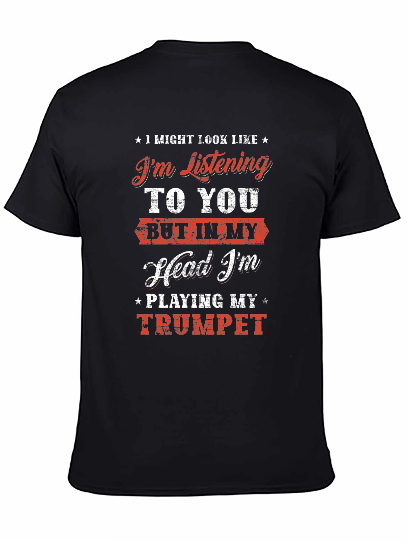 Black Trumpet Player T-Shirt - Funny Music Tee view 4