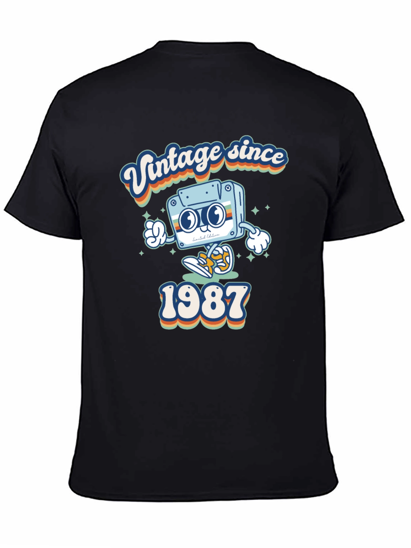 Black Vintage Since 1987 Cassette Tape Graphic T-Shirt view 4
