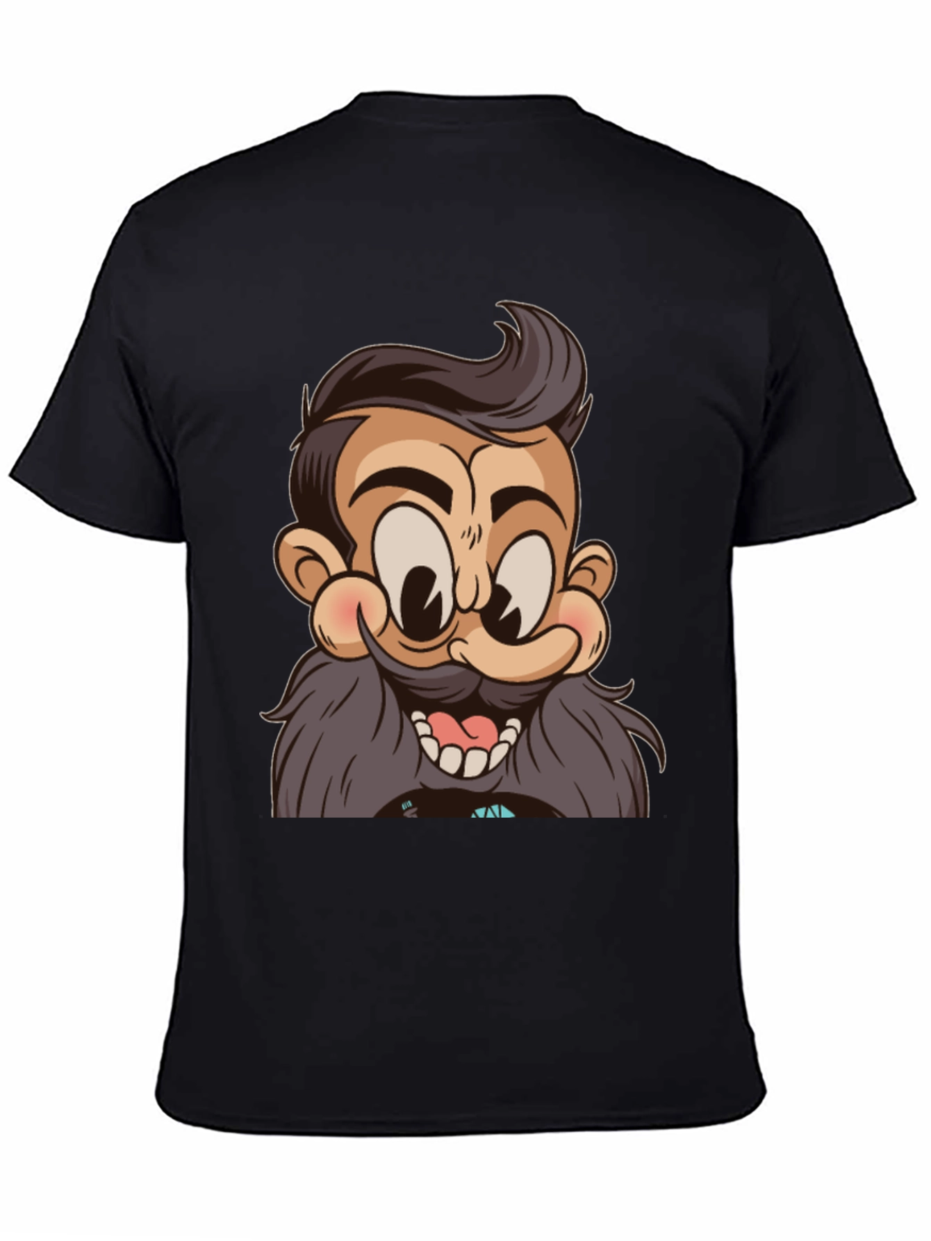 Black Cartoon Character Graphic Print Black T-Shirt view 4