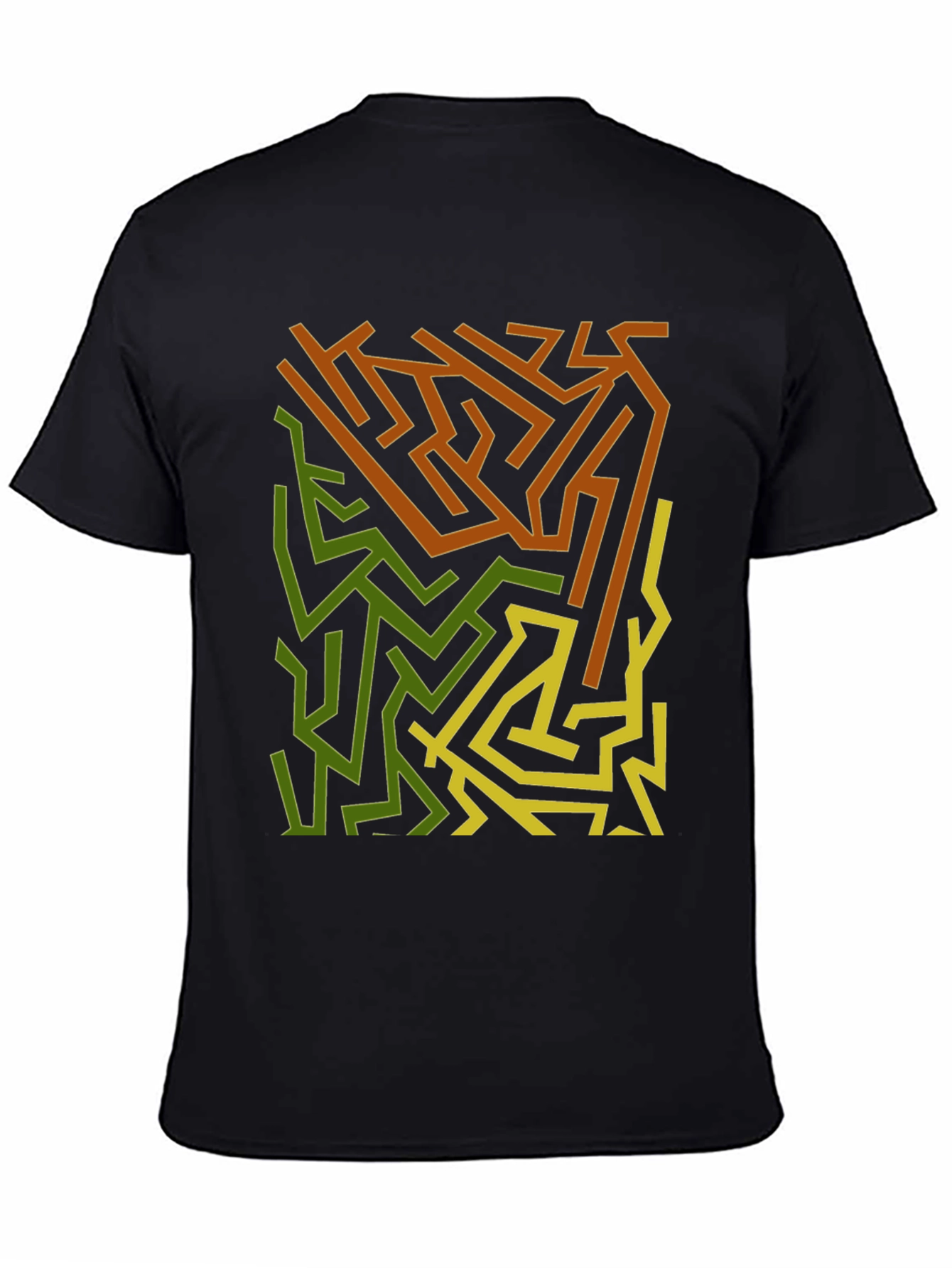 Black Abstract Maze Graphic Print Black T-Shirt view 4