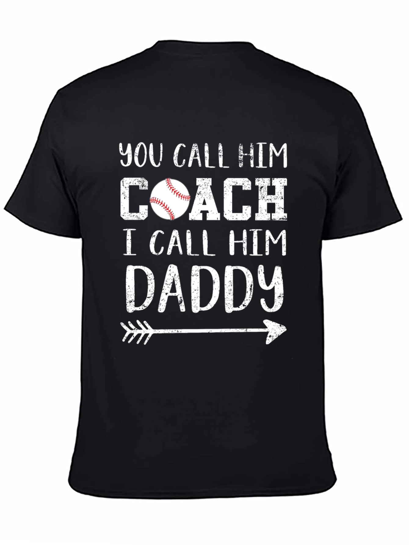 Black Baseball Coach Daddy T-Shirt view 4