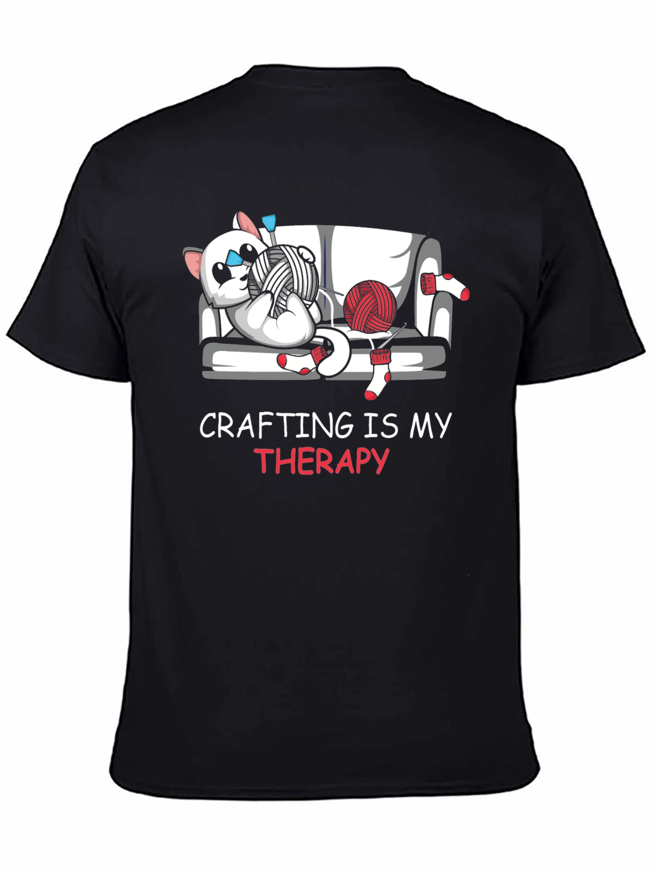 Black Crafting Is My Therapy Graphic T-Shirt view 4