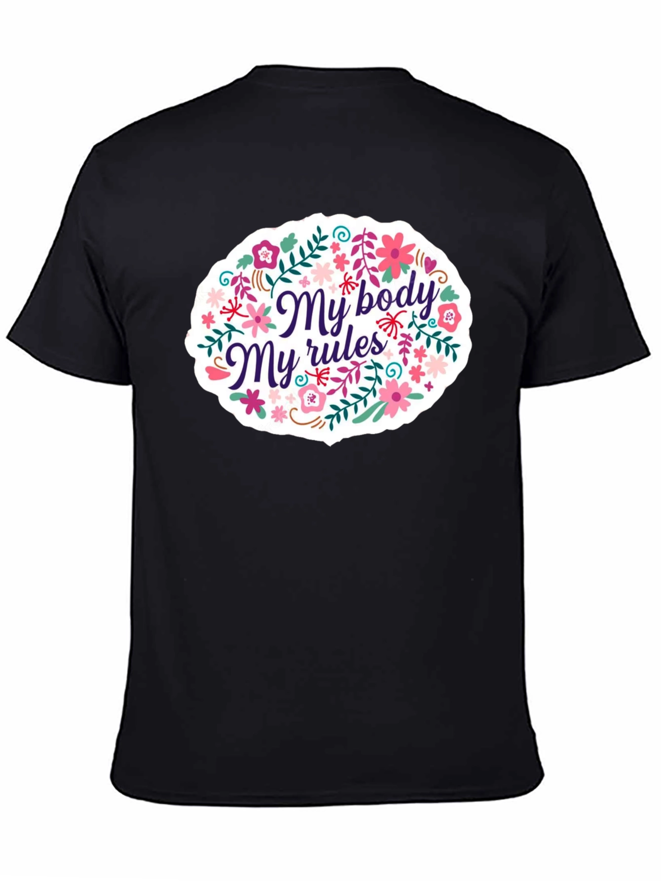 Black My Body My Rules Floral Graphic T-Shirt view 4