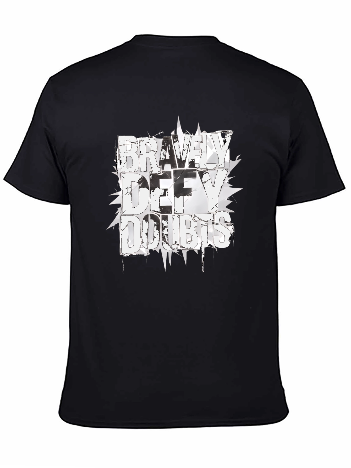 Black Bravely Defy Doubts Graphic Tee - Black Cotton T-Shirt view 4