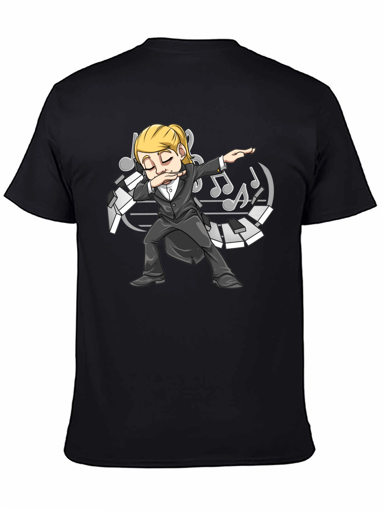 Black Dabbing Pianist T-Shirt - Music Lover Tee view 4