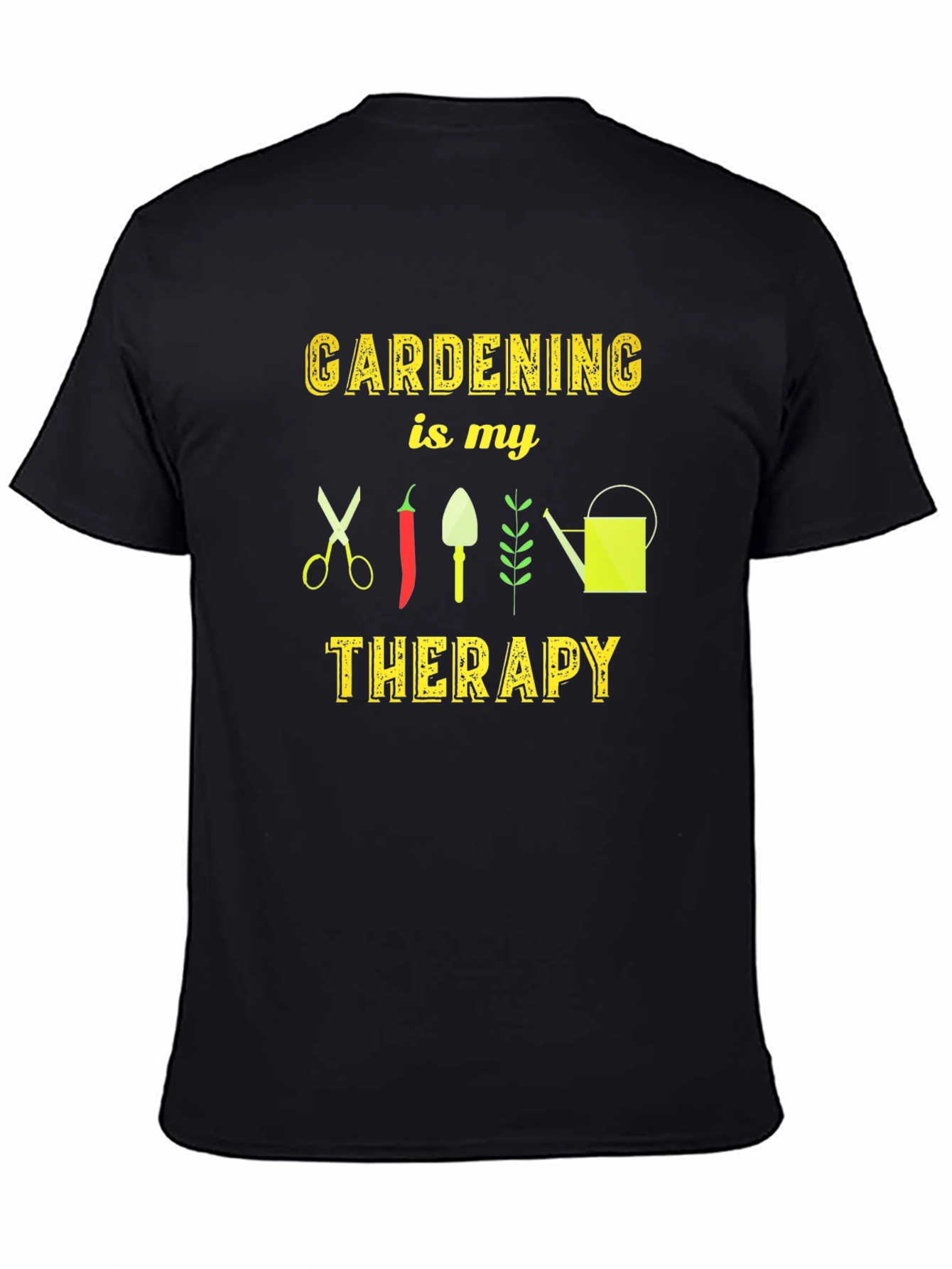 Black Gardening Therapy T-Shirt - Garden Lover Tee view 4