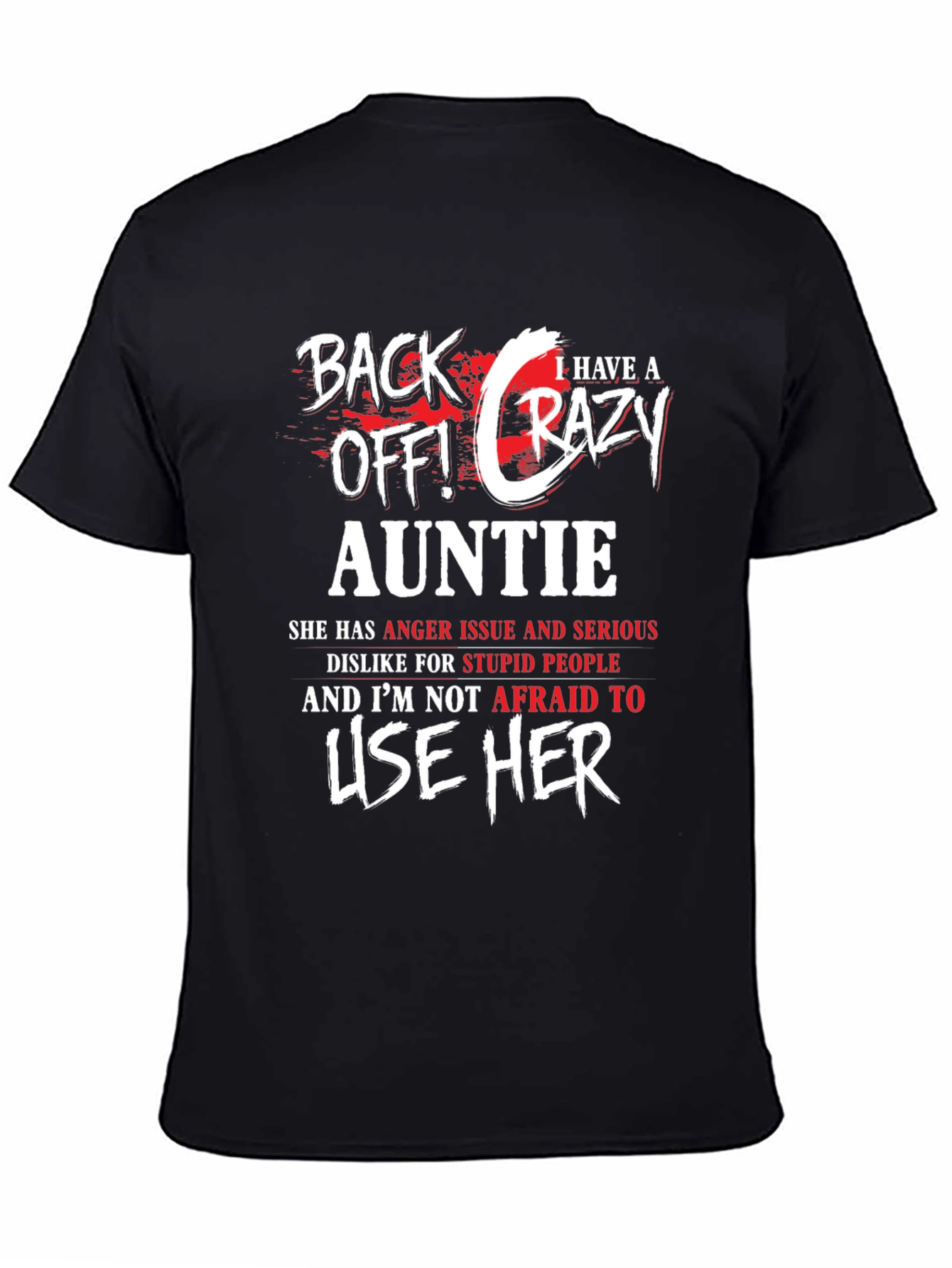 Black Back Off! Crazy Auntie Graphic Tee - Black view 4