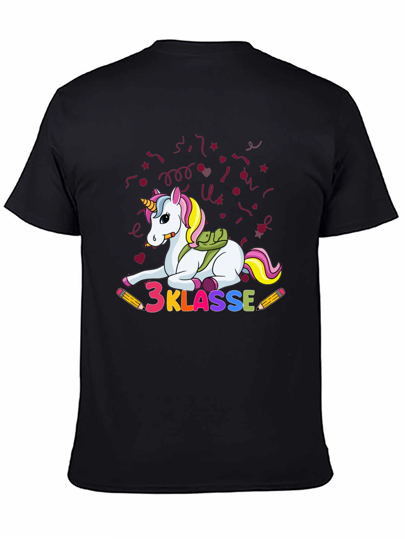 Black Cute Unicorn 3 Klasse T-Shirt view 4
