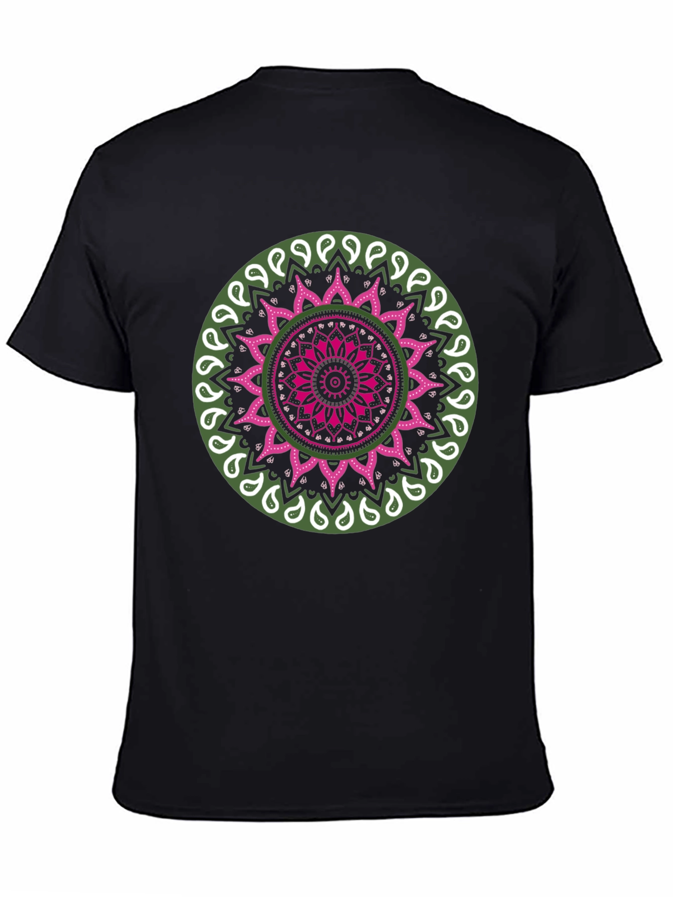 Black Mandala Print Black T-Shirt view 4