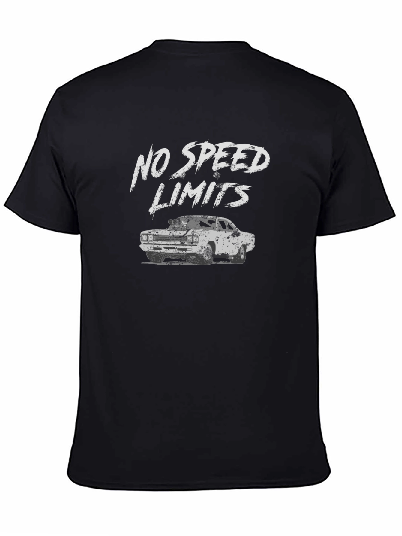 Black No Speed Limits Car Graphic T-Shirt view 4