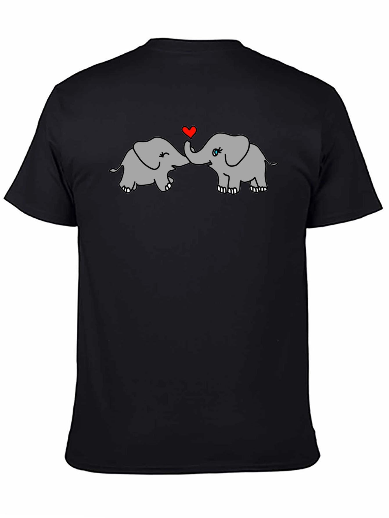 Black Elephant Love T-Shirt - Cute Animal Graphic Tee view 4