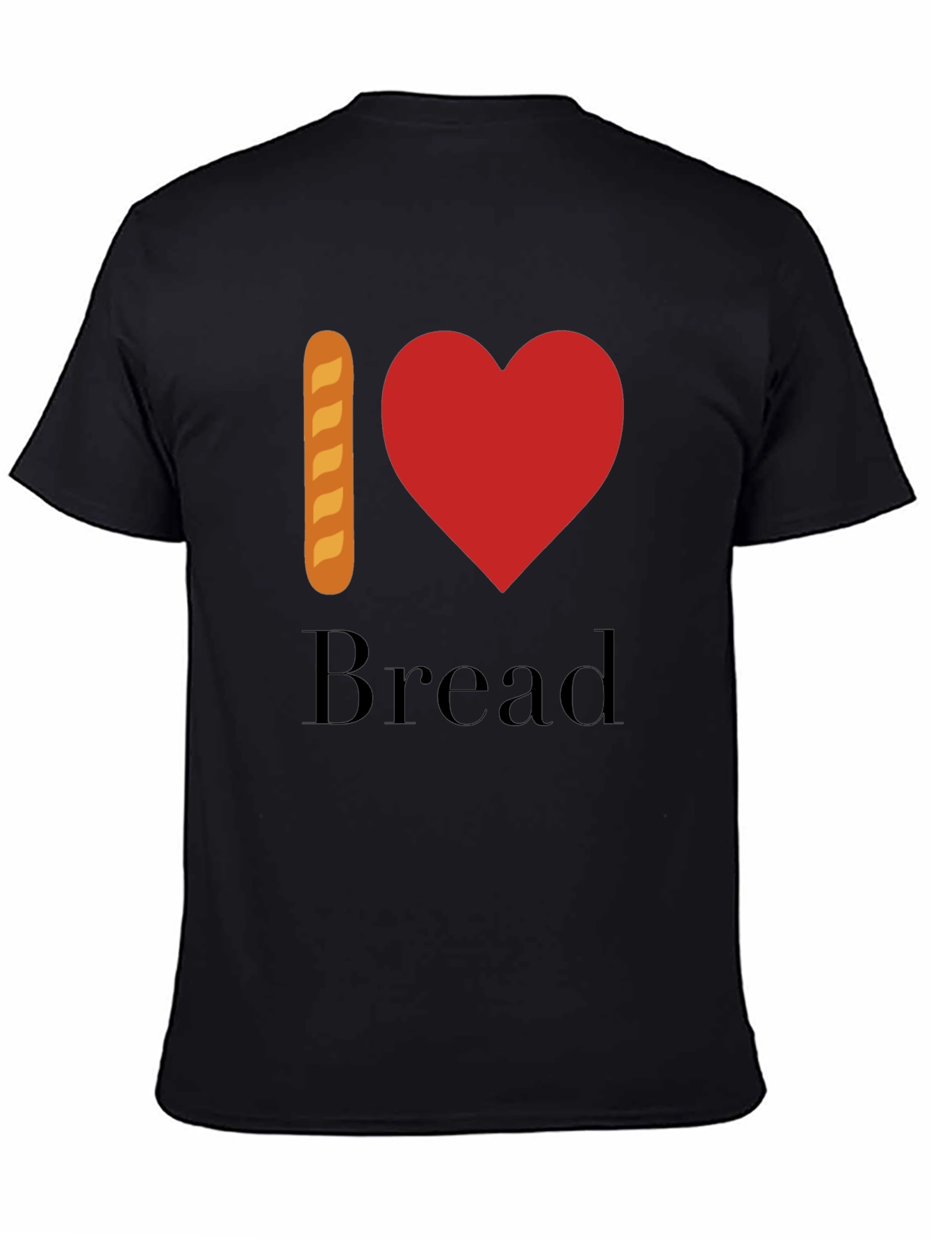 Black I Love Bread T-Shirt - Novelty Foodie Tee view 4