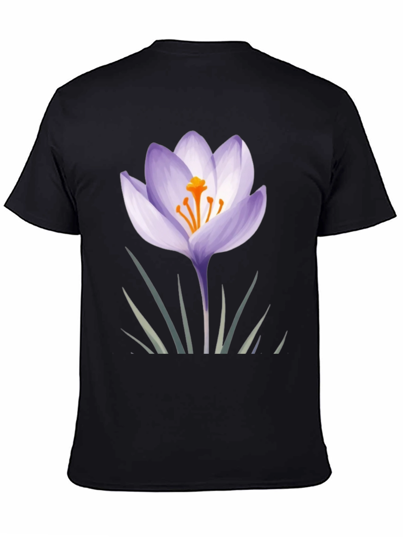 Black Crocus Flower Graphic Black T-Shirt view 4