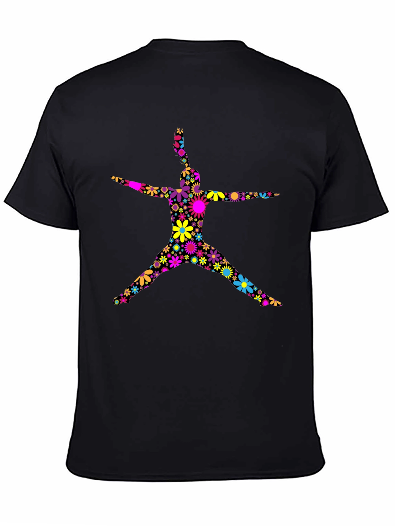 Black Floral Jumping Man Black T-Shirt view 4