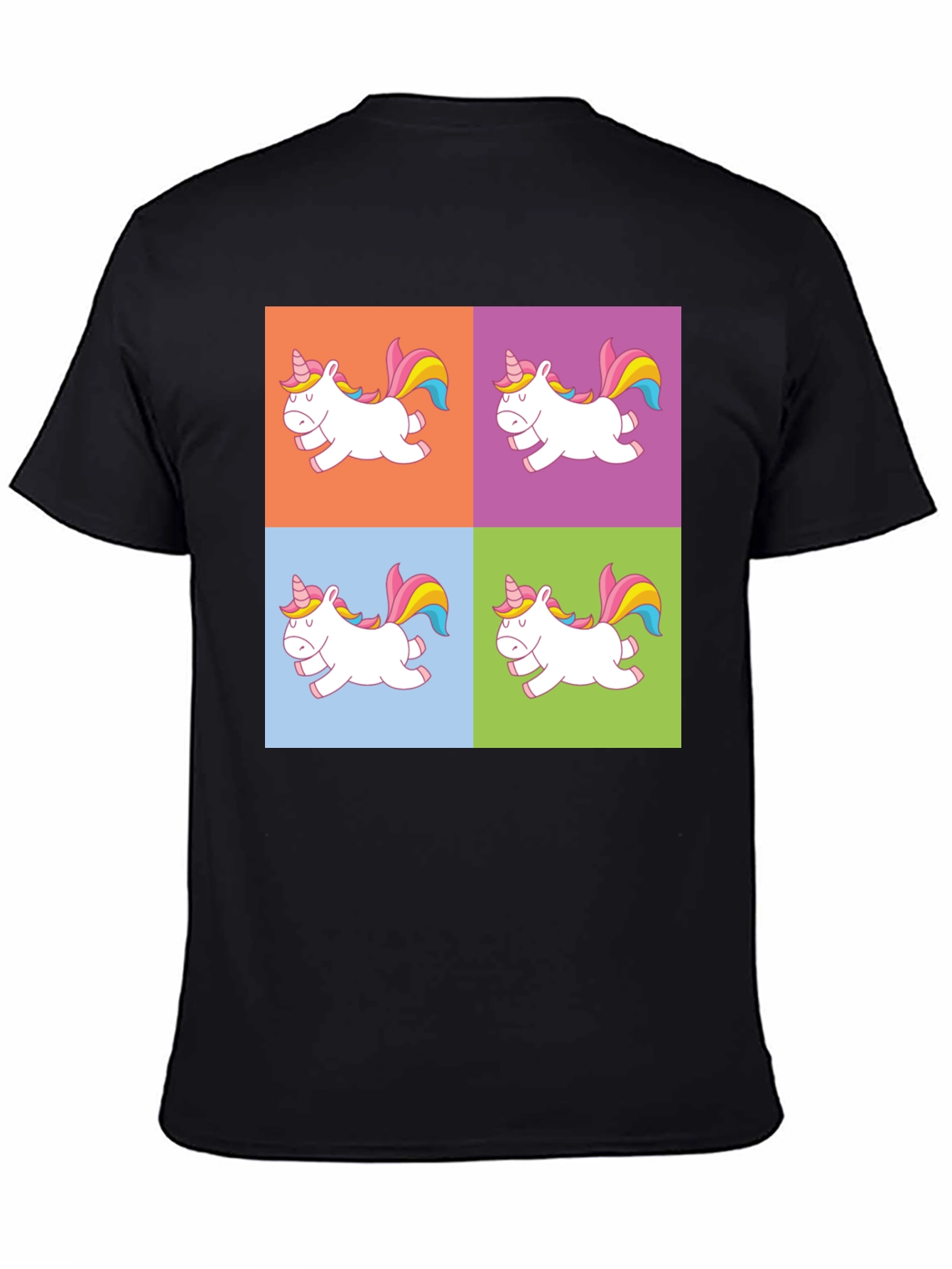 Black Unicorn Pop Art Graphic Print Black T-Shirt view 4