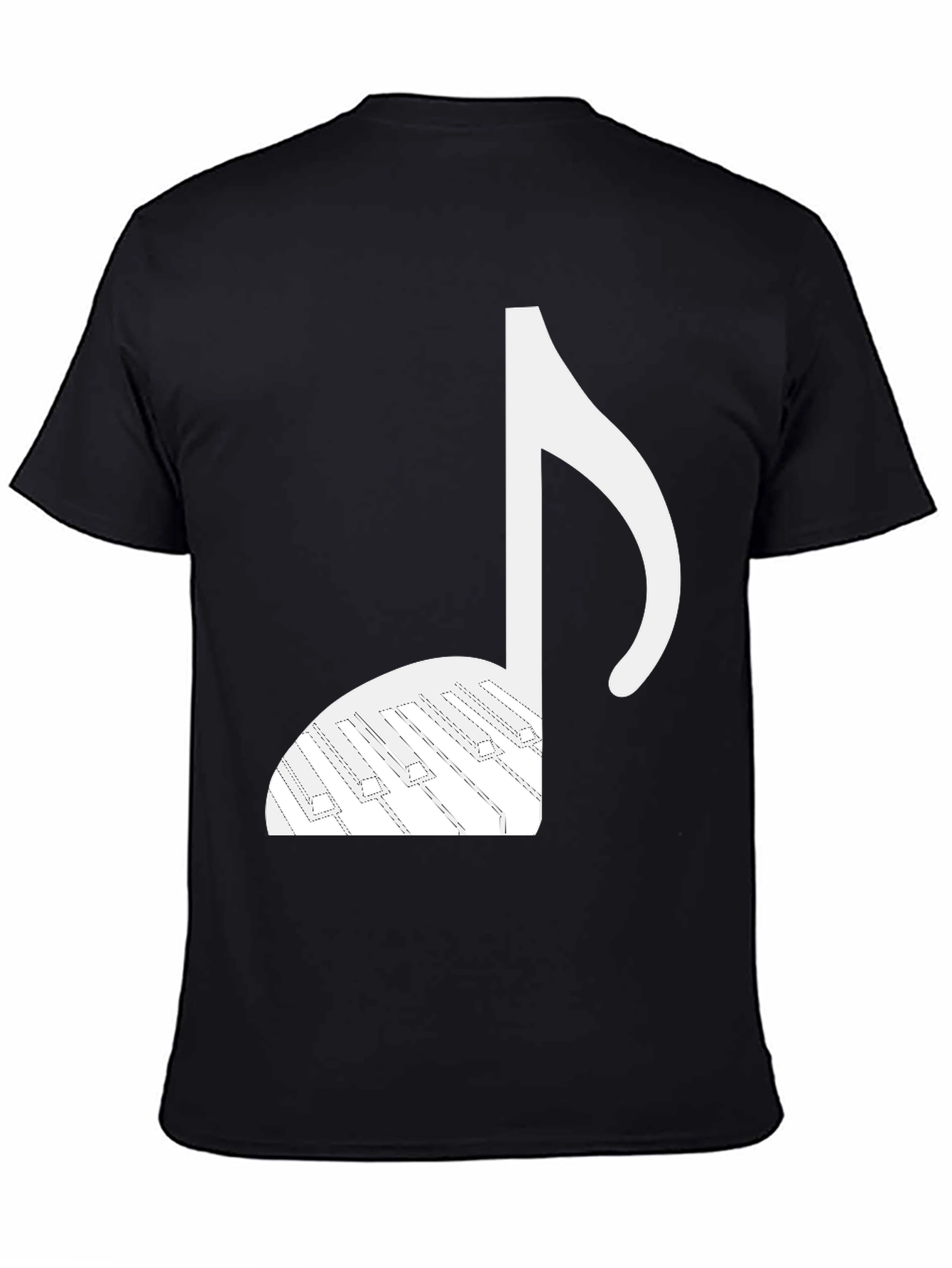 Black Piano Note Graphic T-Shirt - Musical Style view 4
