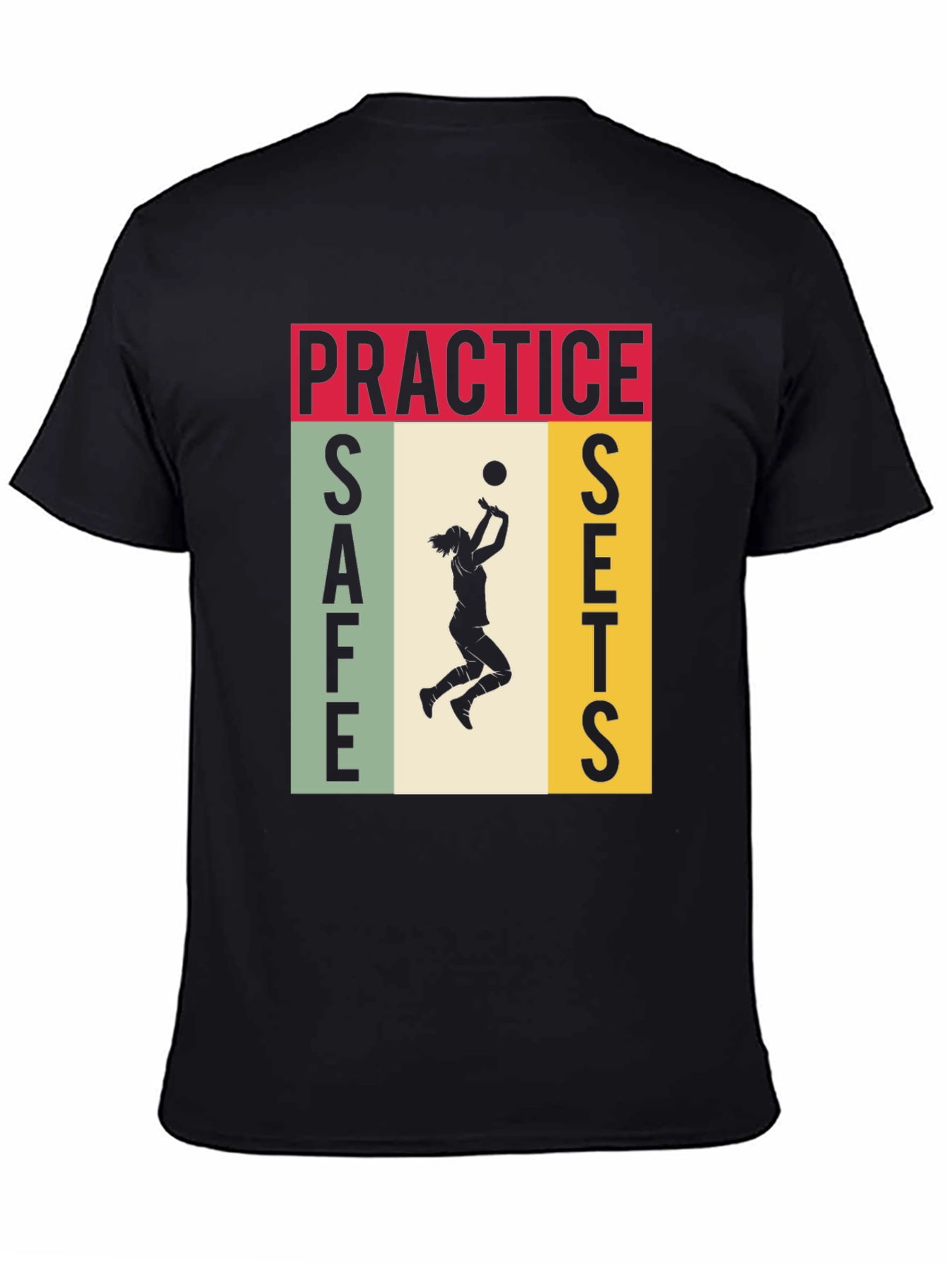Black Practice Safe Sets Volleyball Graphic Tee view 4