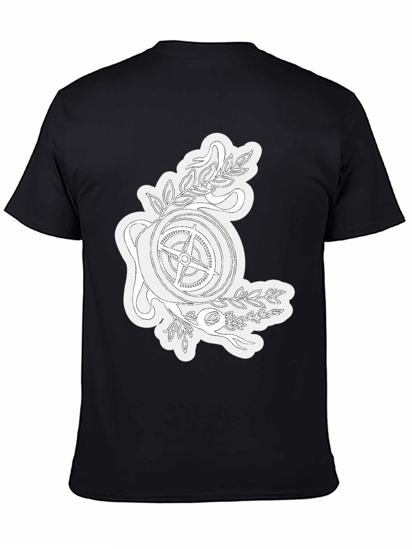 Black Compass Rose Graphic Tee - Black Cotton T-Shirt view 4