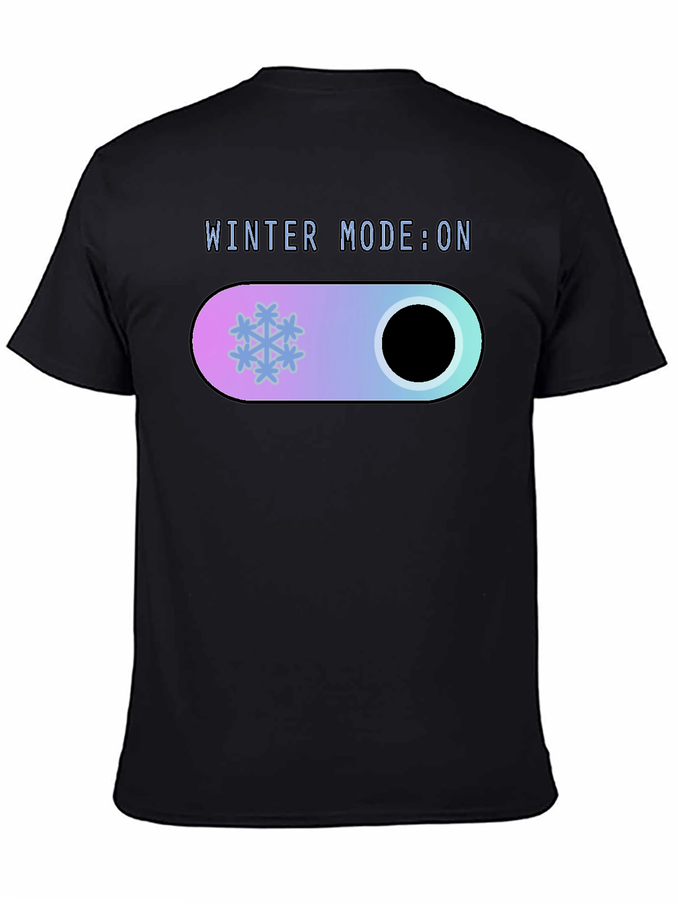 Black Winter Mode On Black T-Shirt view 4