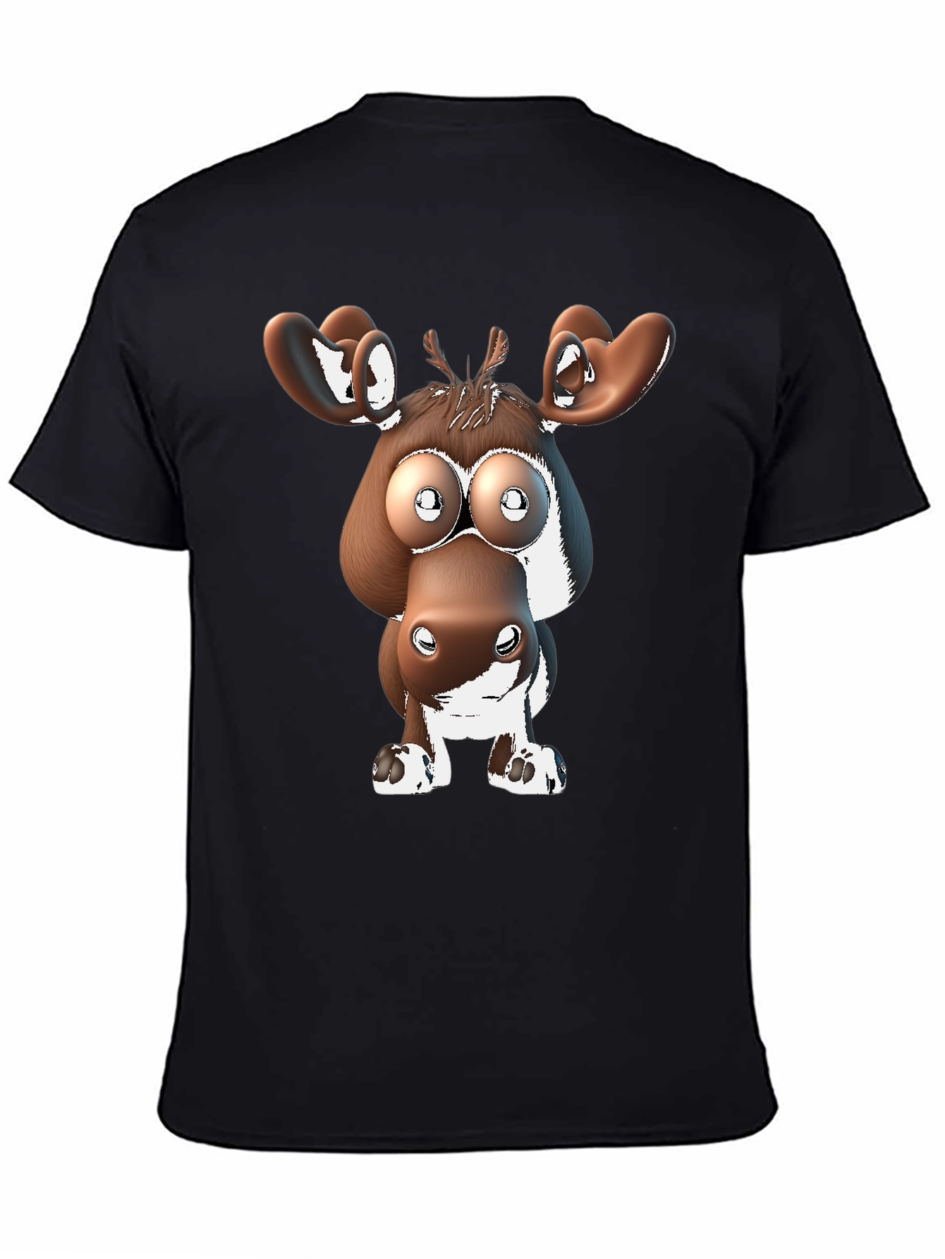 Black Cartoon Moose Graphic Tee view 4