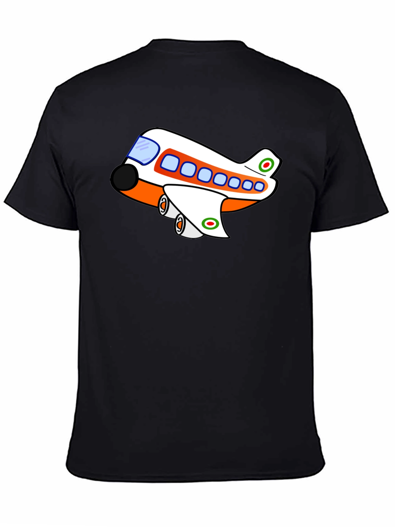 Black Cartoon Plane Graphic T-Shirt view 4