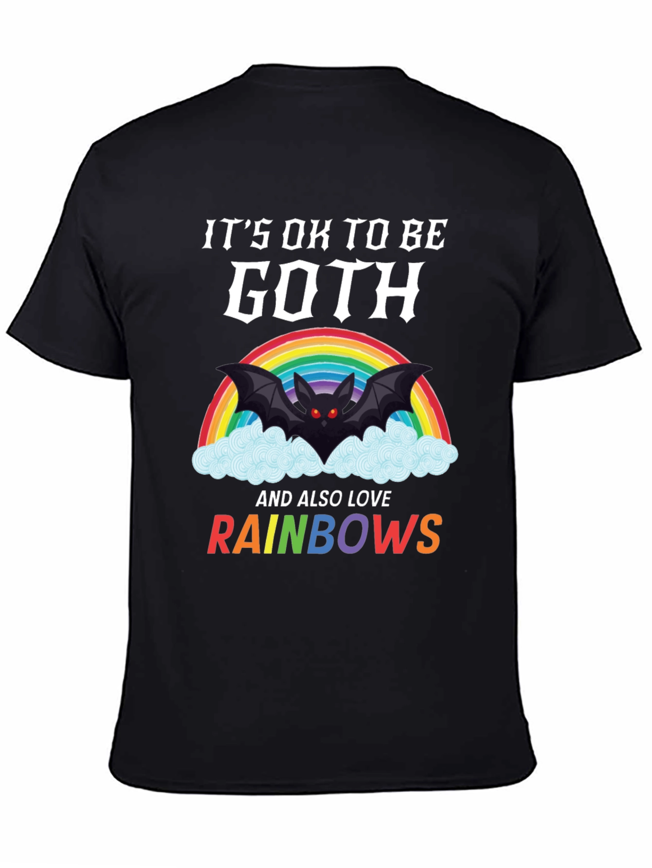 Black Goth & Rainbows Graphic T-Shirt - Soft Cotton Tee view 4