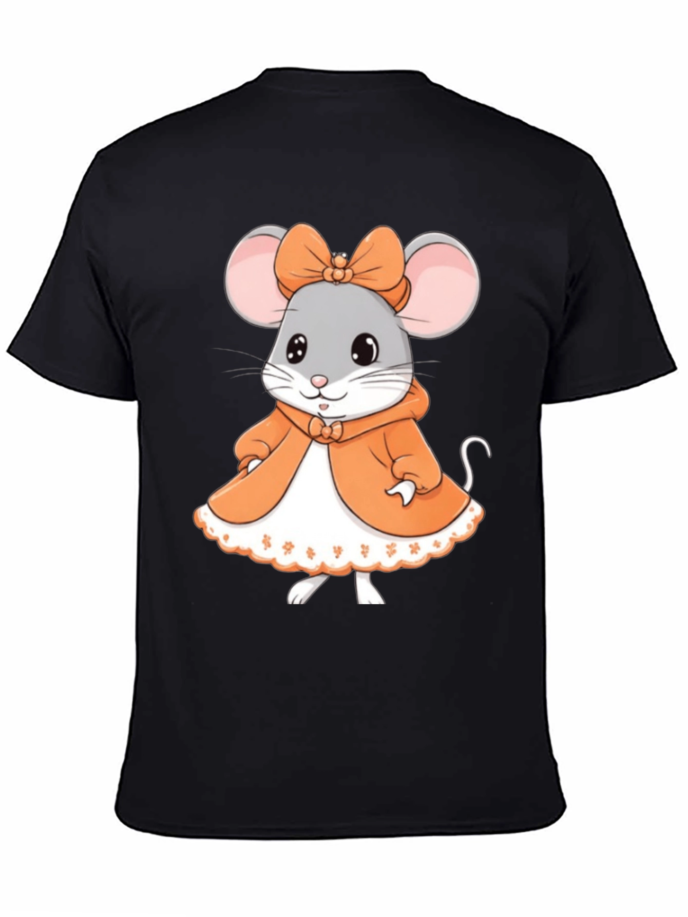 Black Cute Mouse Graphic Tee - Black Unisex T-Shirt view 4