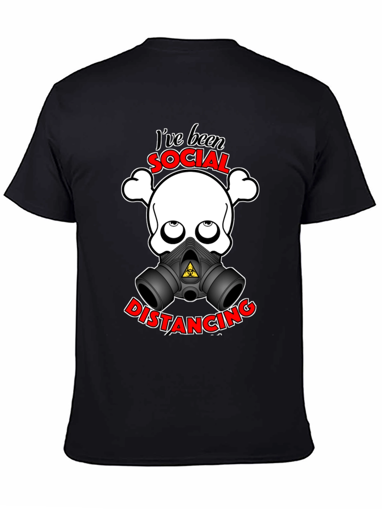 Black Social Distancing T-Shirt - Funny Skull & Mask Tee view 4