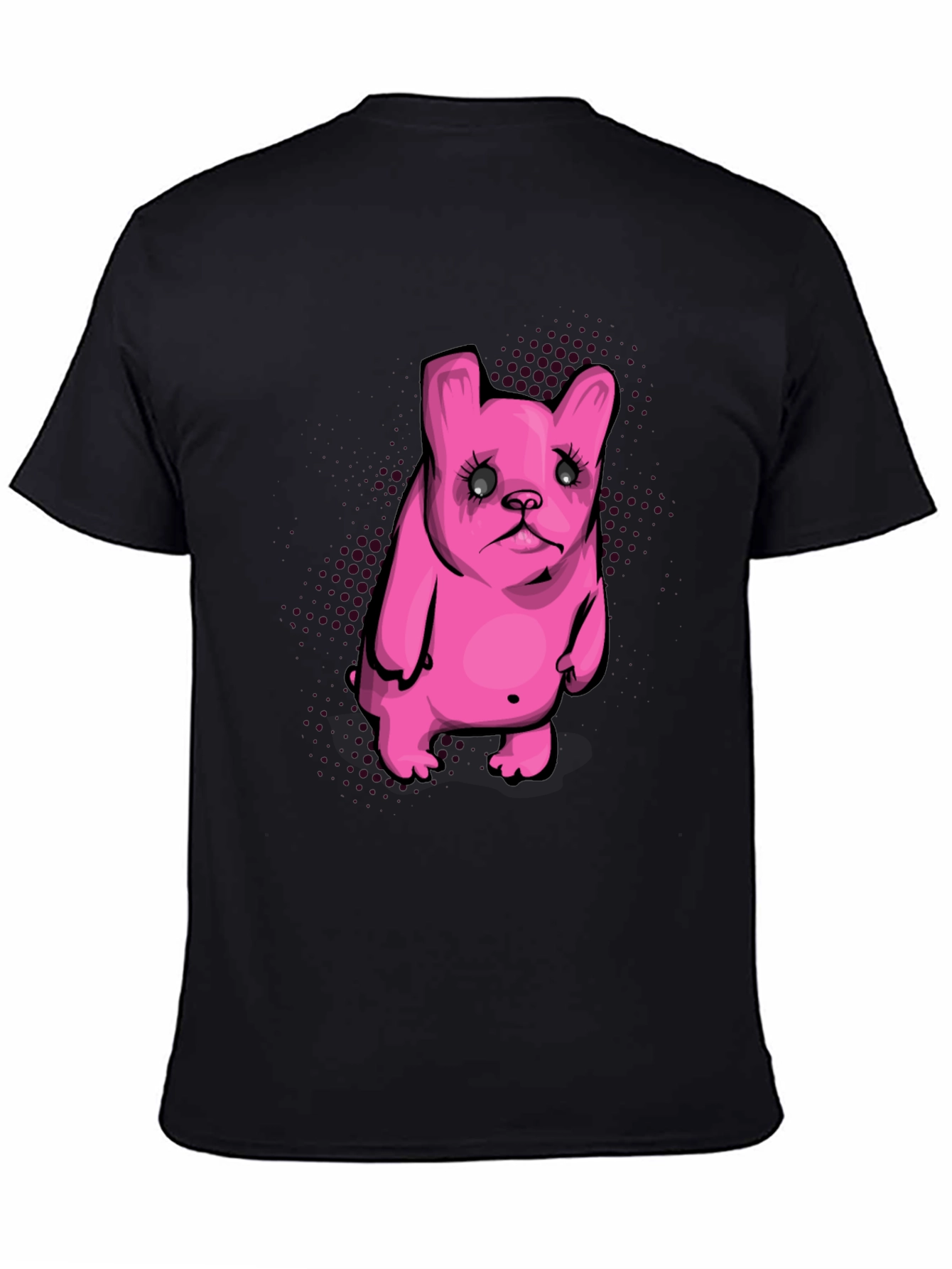 Black Pink Cartoon Dog Graphic Black T-Shirt view 4