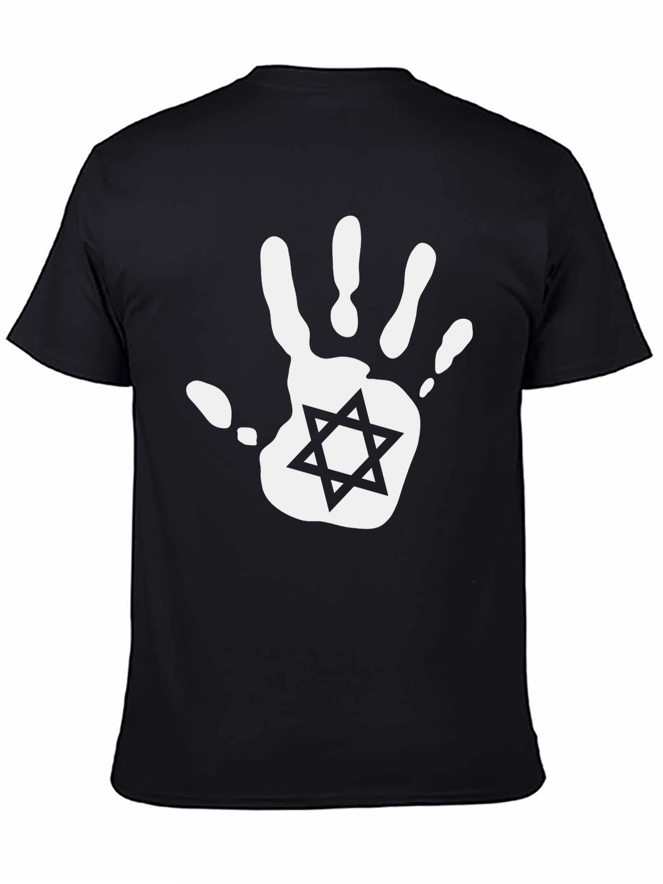 Black Graphic Print Star of David Hand T-Shirt view 4
