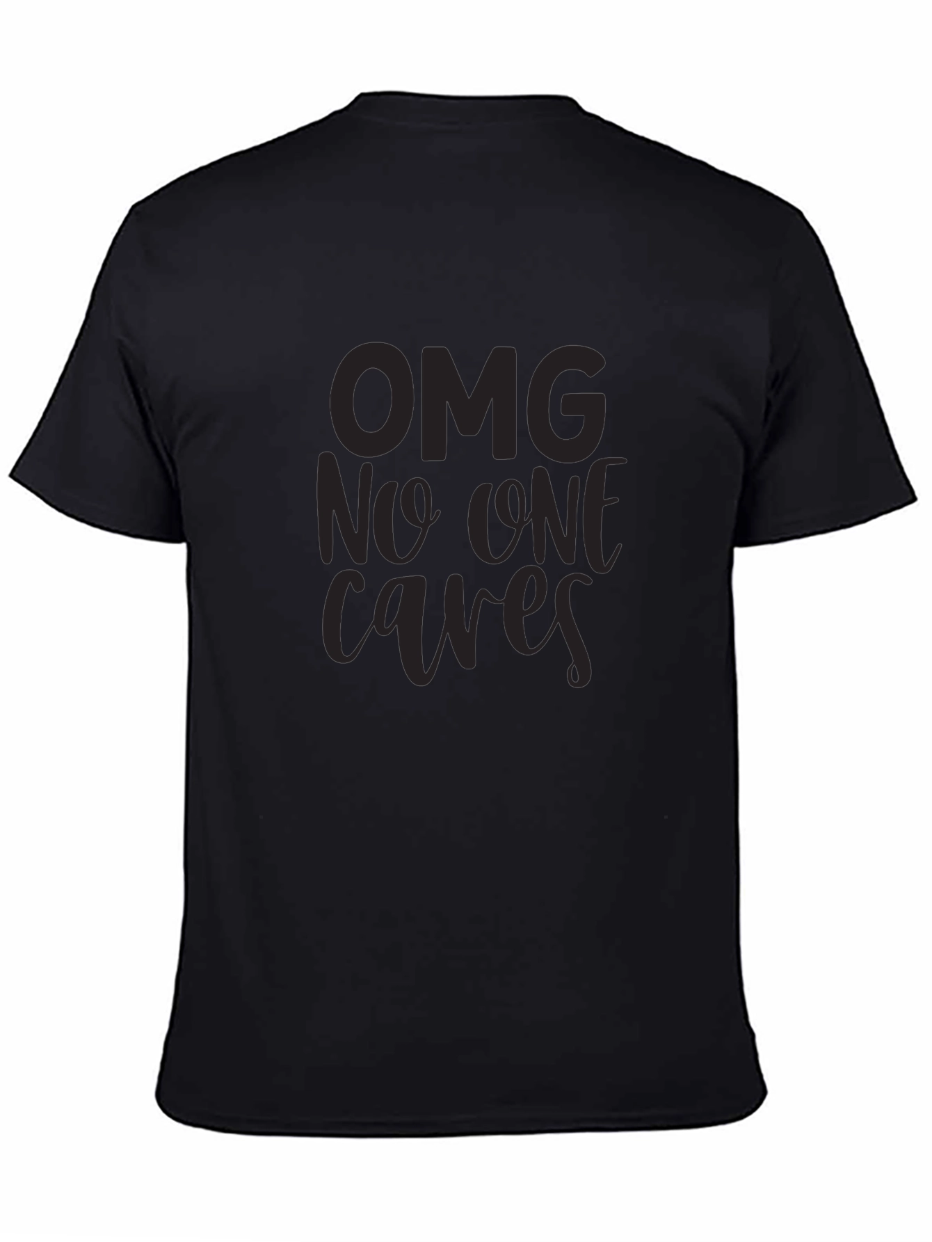 Black OMG No One Cares Graphic T-Shirt - Black view 4