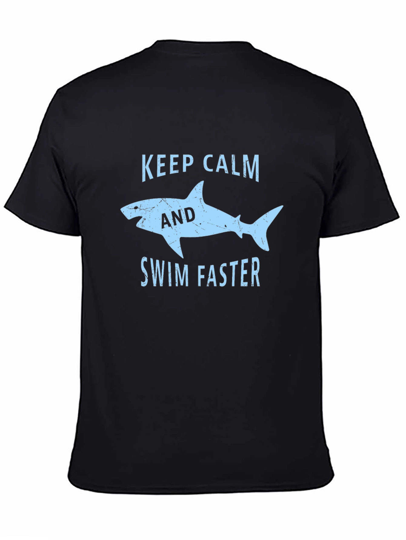 Black Keep Calm Shark Graphic T-Shirt - Black Cotton Tee view 4