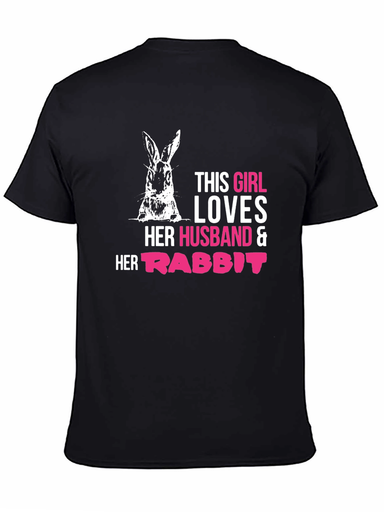 Black Girl Loves Husband and Rabbit T-Shirt view 4