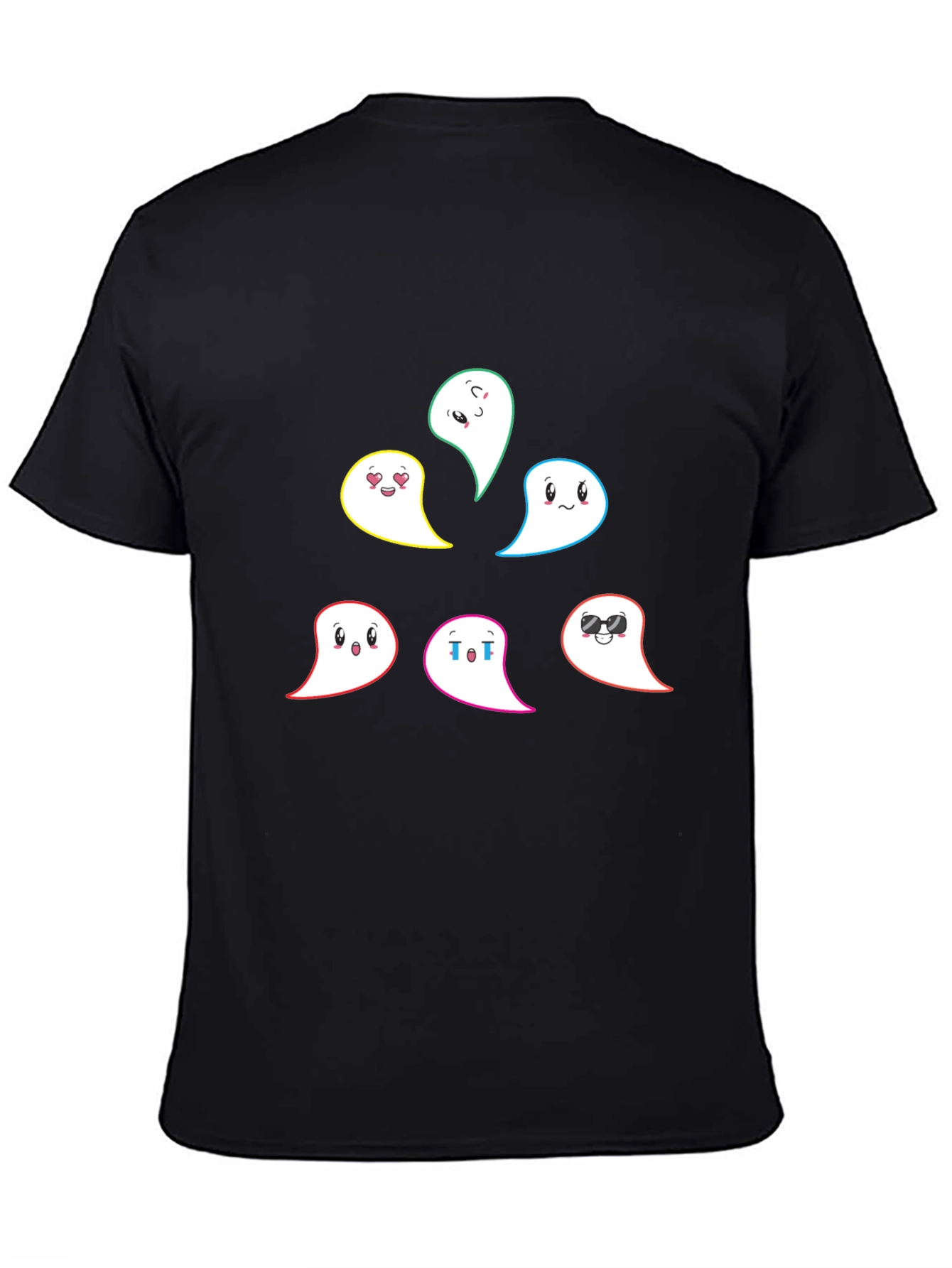 Black Emoji Ghost Graphic T-Shirt - Men's Black Tee view 4