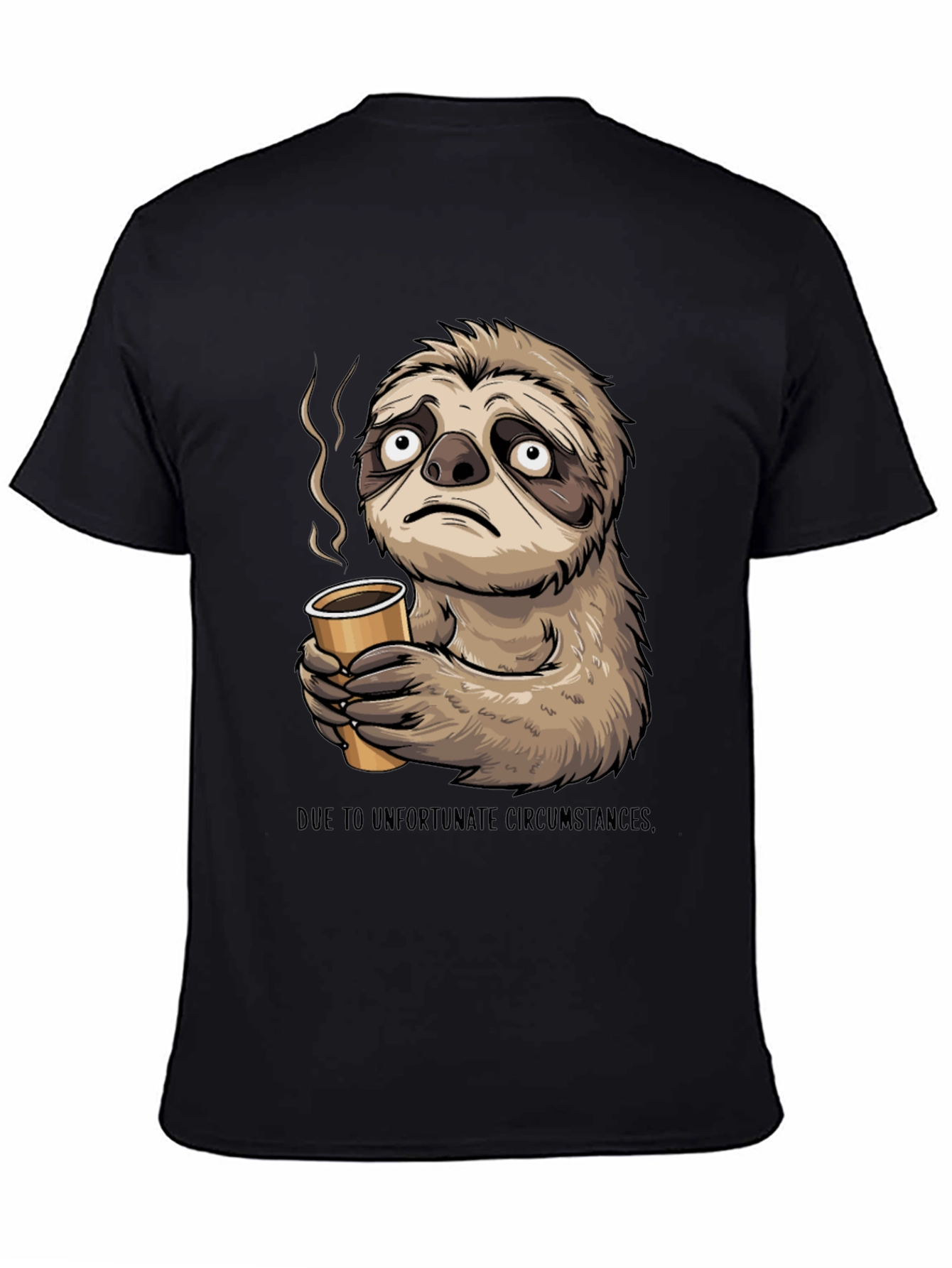 Black Sloth Coffee T-Shirt - Unfortunate Circumstances view 4