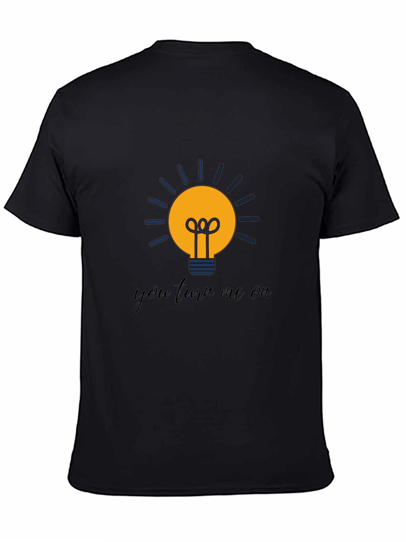 Black Humorous "You Turn Me On" Lightbulb Graphic Tee view 4