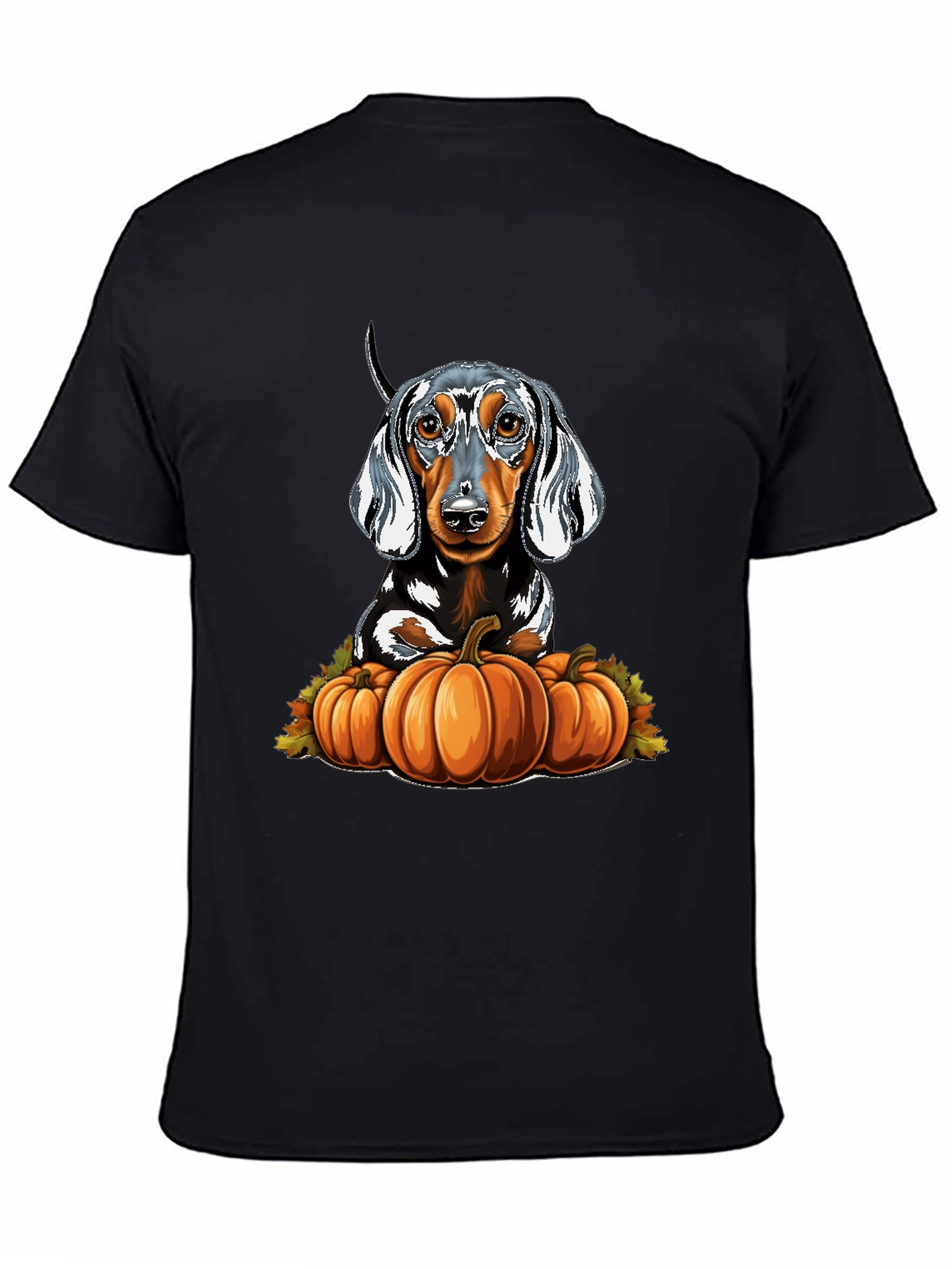 Black Dachshund & Pumpkins Graphic Tee view 4