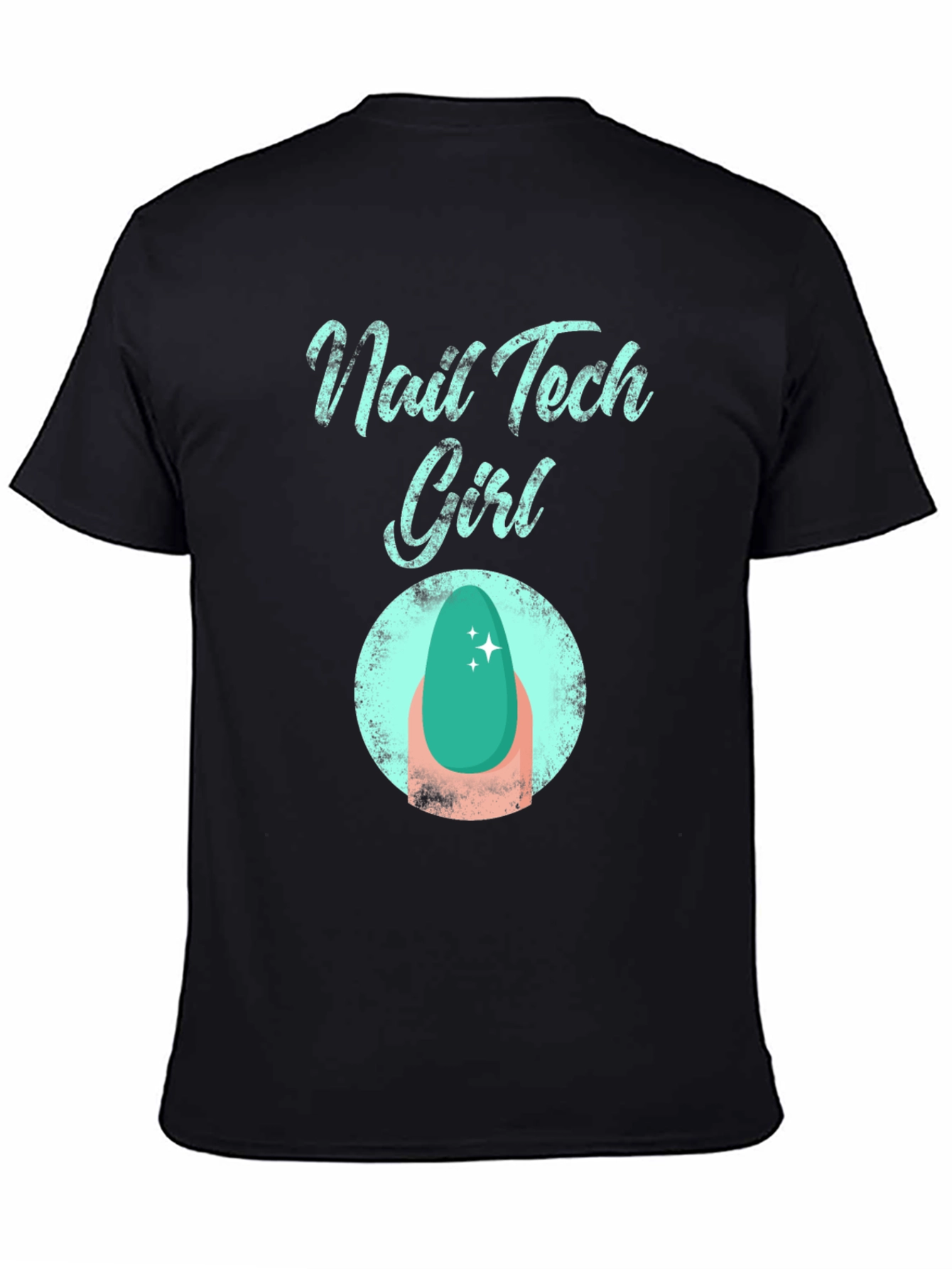 Black Nail Tech Girl T-Shirt - Fashionable Graphic Tee view 4