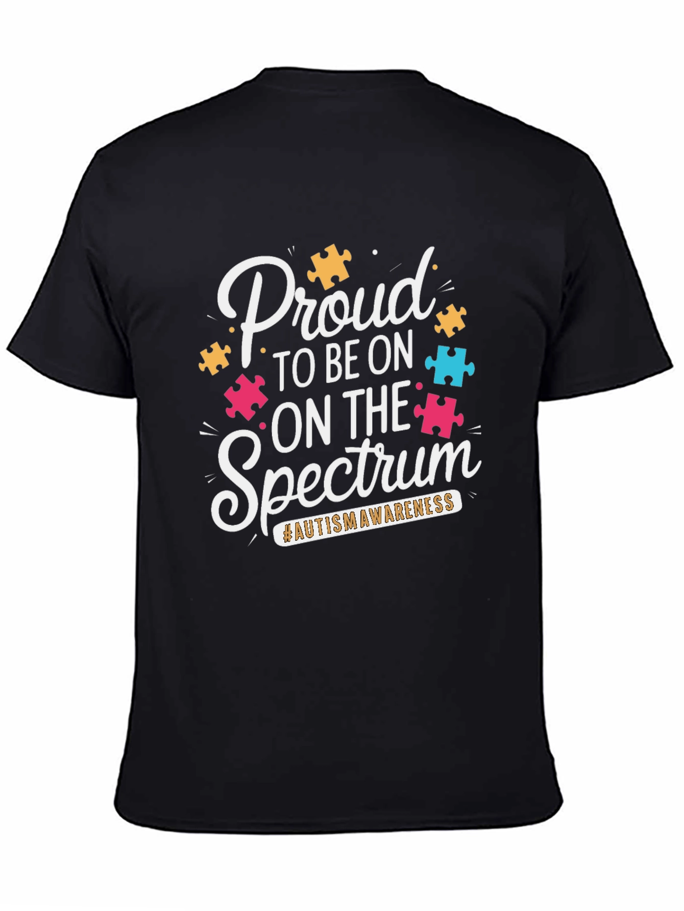 Black Proud to be on the Spectrum Awareness T-Shirt view 4