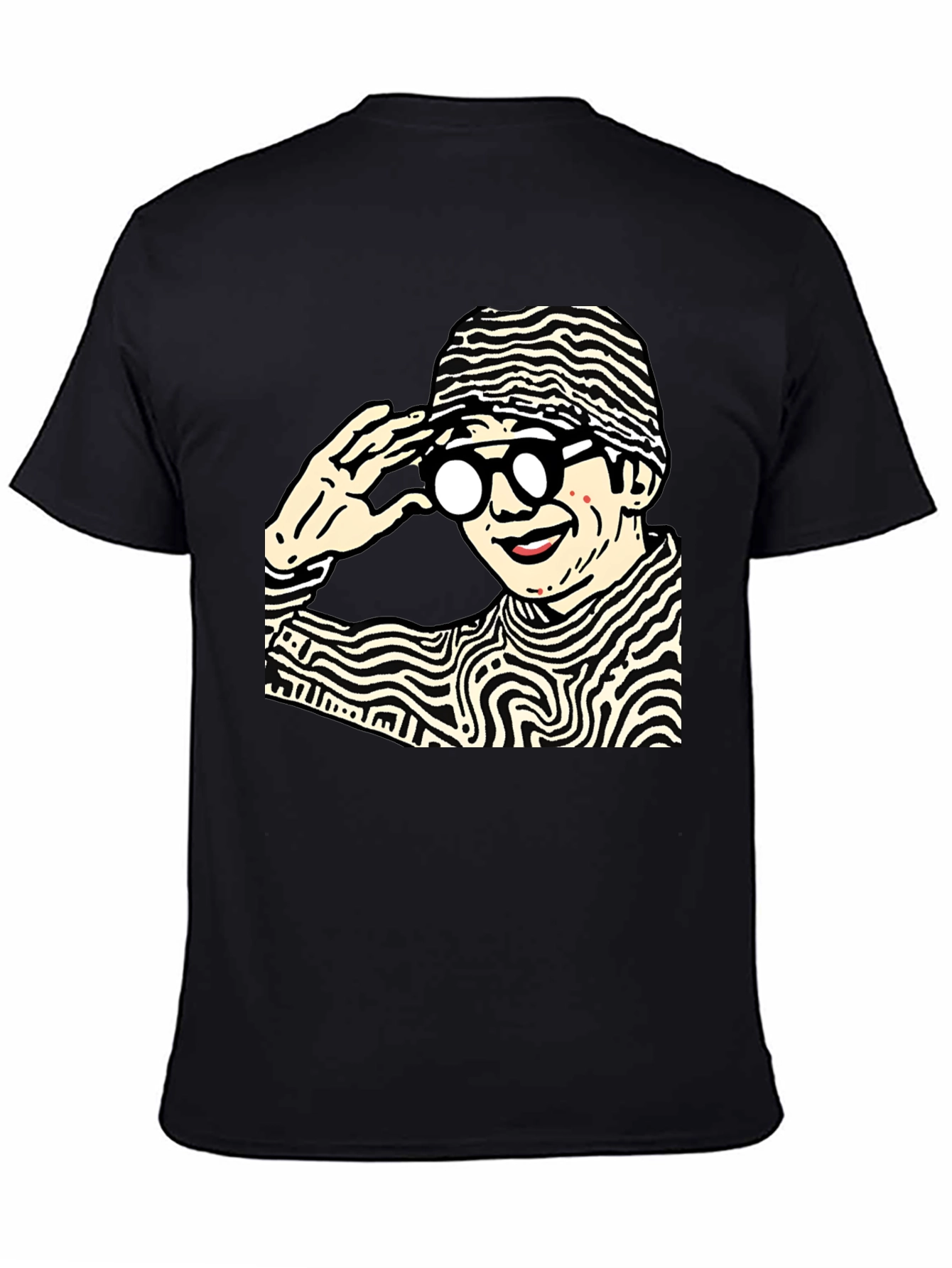 Black Funky Graphic Print Black Cotton T-Shirt view 4